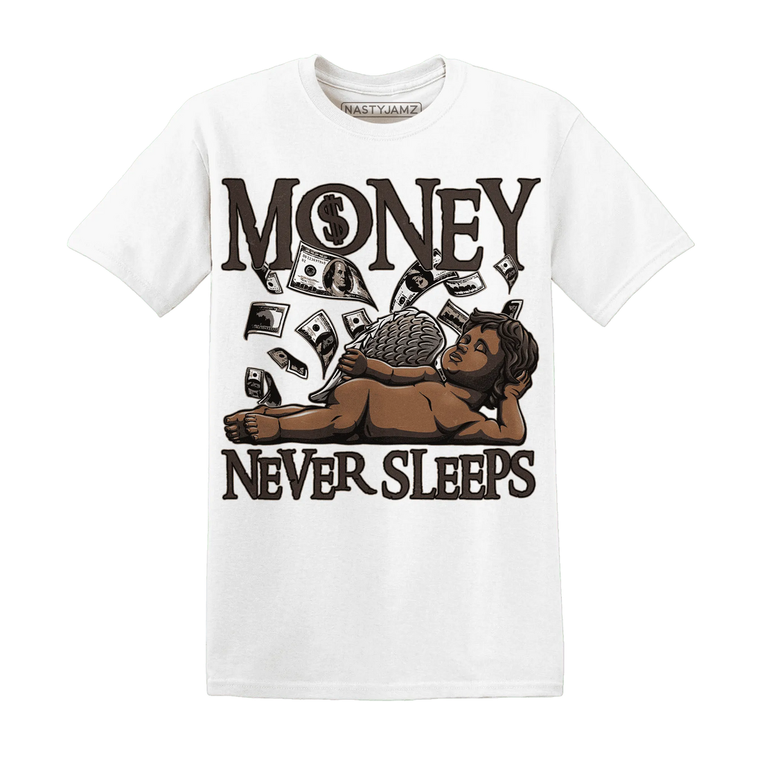 Dunk-Low-Baroque-Brown-T-Shirt-Match-Money-Never-Sleeps