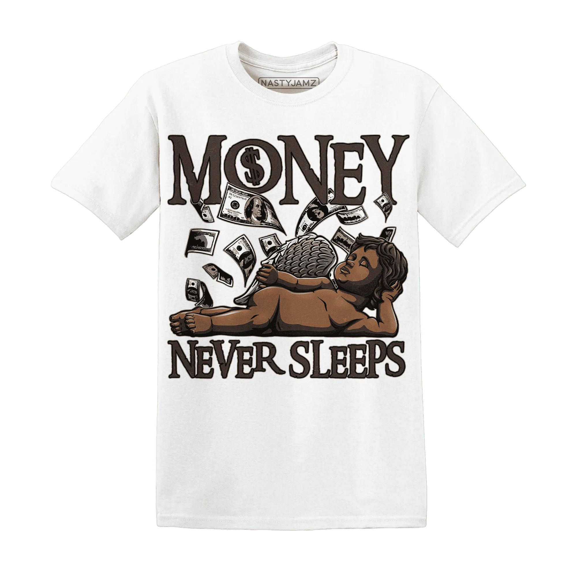 Dunk-Low-Baroque-Brown-T-Shirt-Match-Money-Never-Sleeps