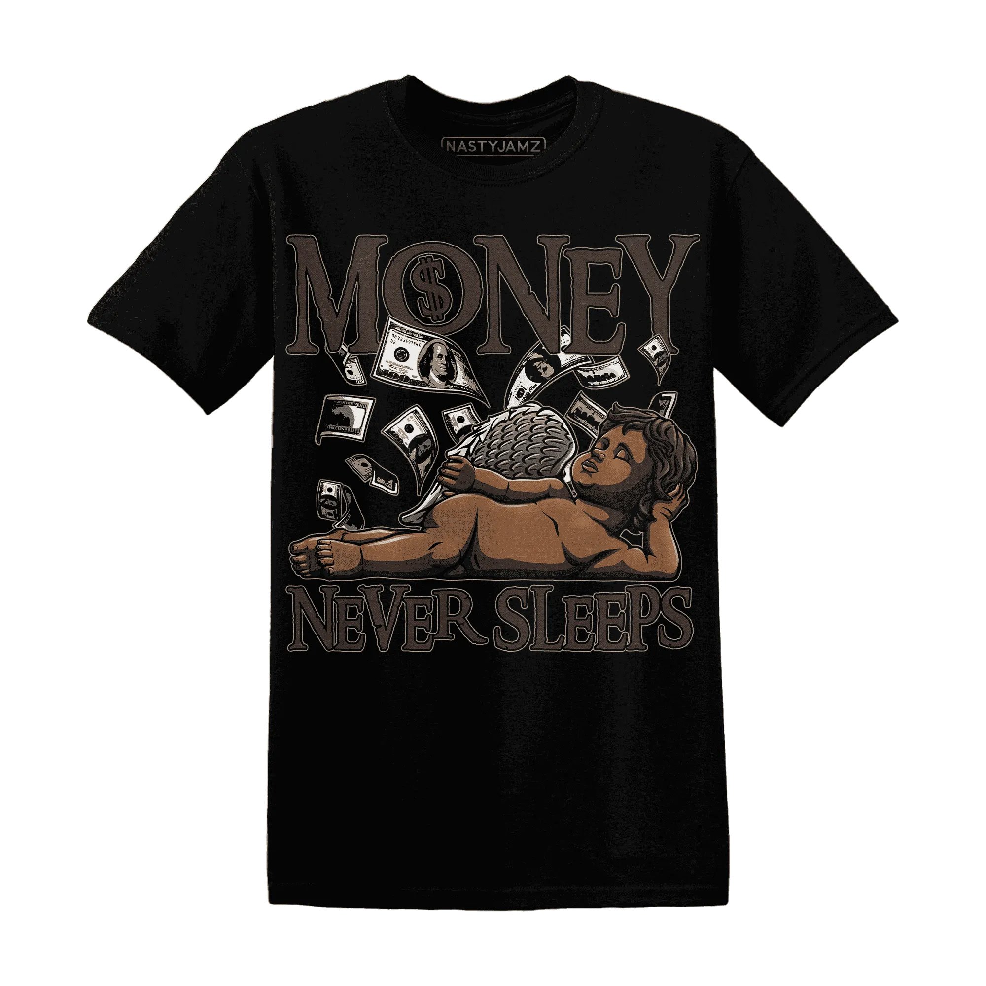 Dunk-Low-Baroque-Brown-T-Shirt-Match-Money-Never-Sleeps
