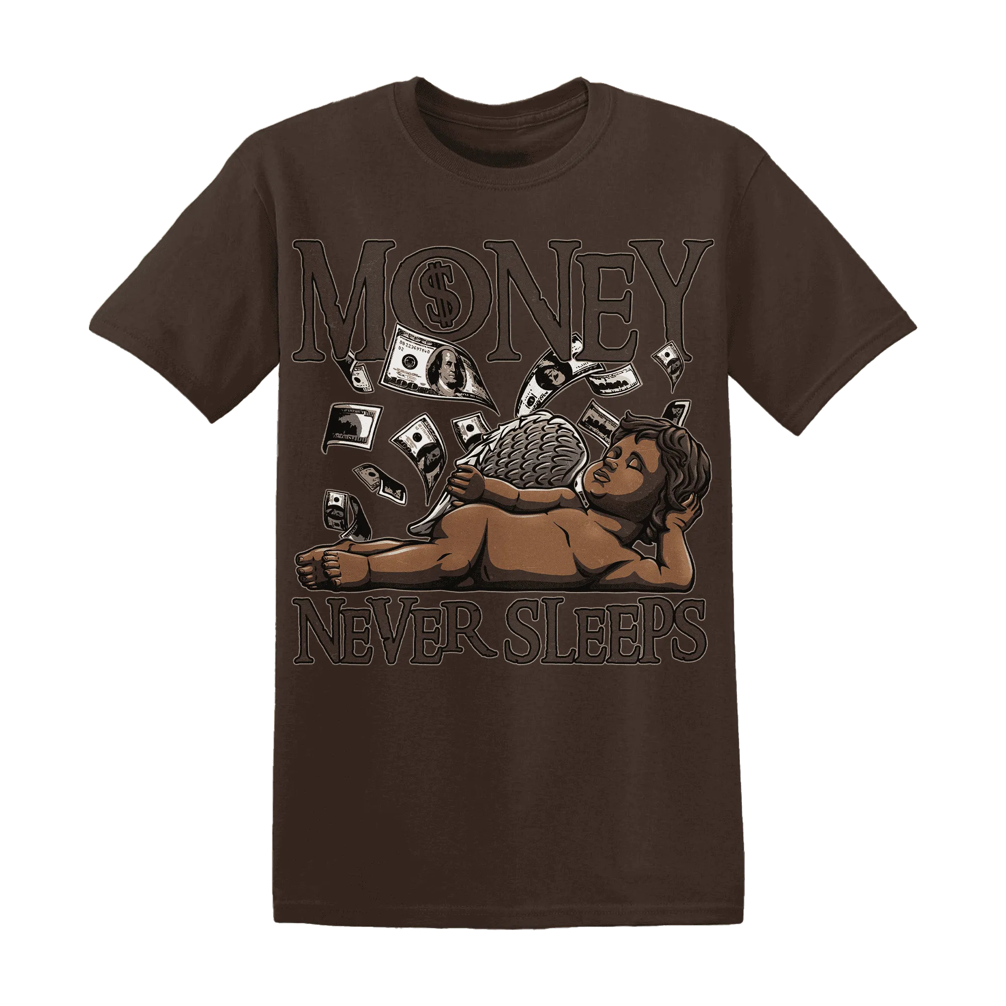 Dunk-Low-Baroque-Brown-T-Shirt-Match-Money-Never-Sleeps