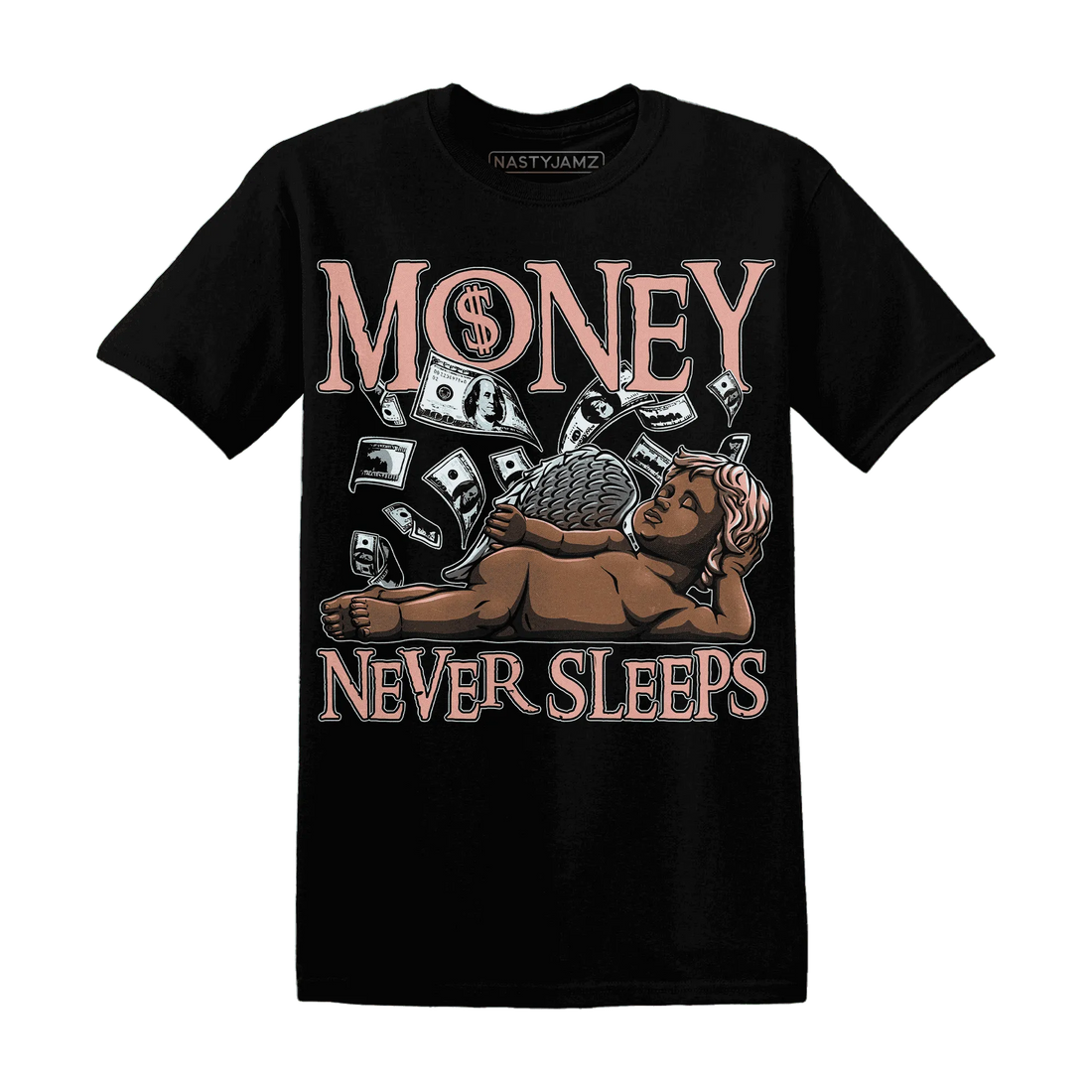 Dunk-Low-Glacier-Blue-Arctic-Orange-NastyJamz-T-Shirt-Match-Money-Never-Sleeps