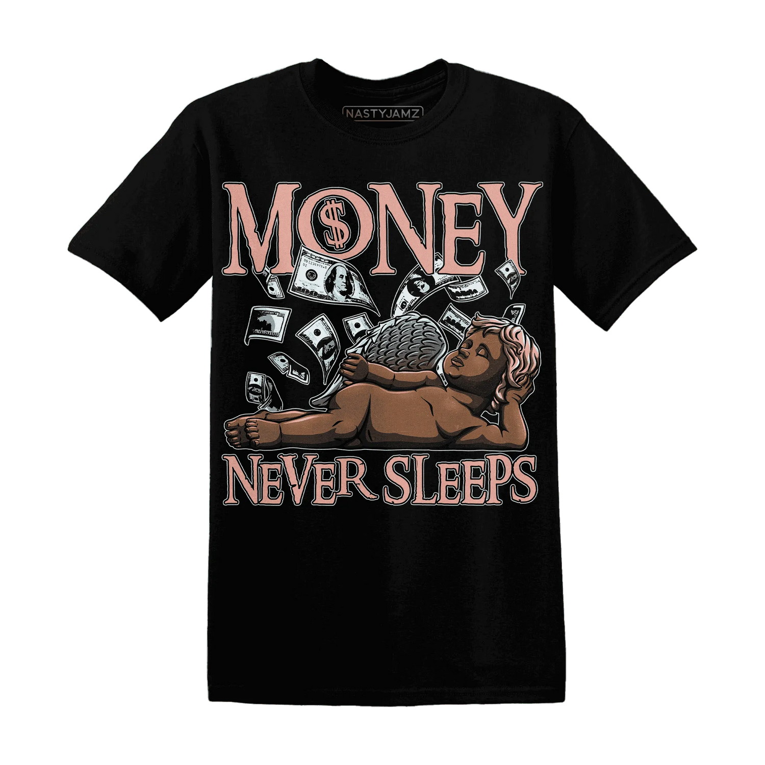 Dunk-Low-Glacier-Blue-Arctic-Orange-NastyJamz-T-Shirt-Match-Money-Never-Sleeps