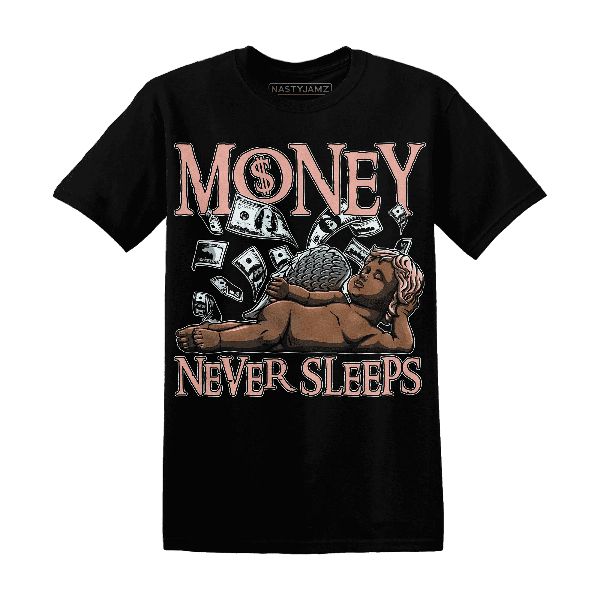 Dunk-Low-Glacier-Blue-Arctic-Orange-NastyJamz-T-Shirt-Match-Money-Never-Sleeps