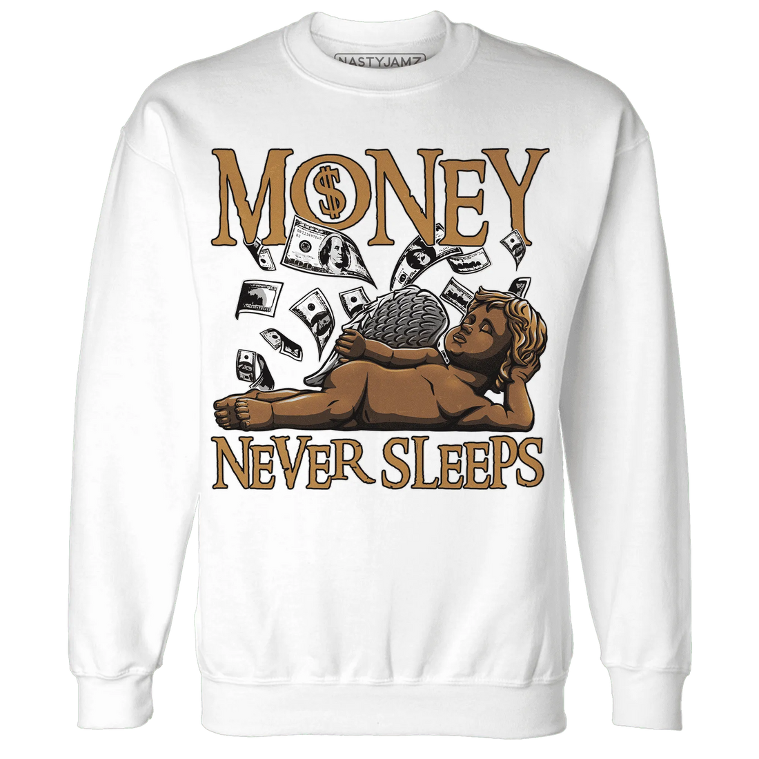 Dunk-Low-Retro-Wheat-Orange-NastyJamz-Sweatshirt-Match-Money-Never-Sleeps