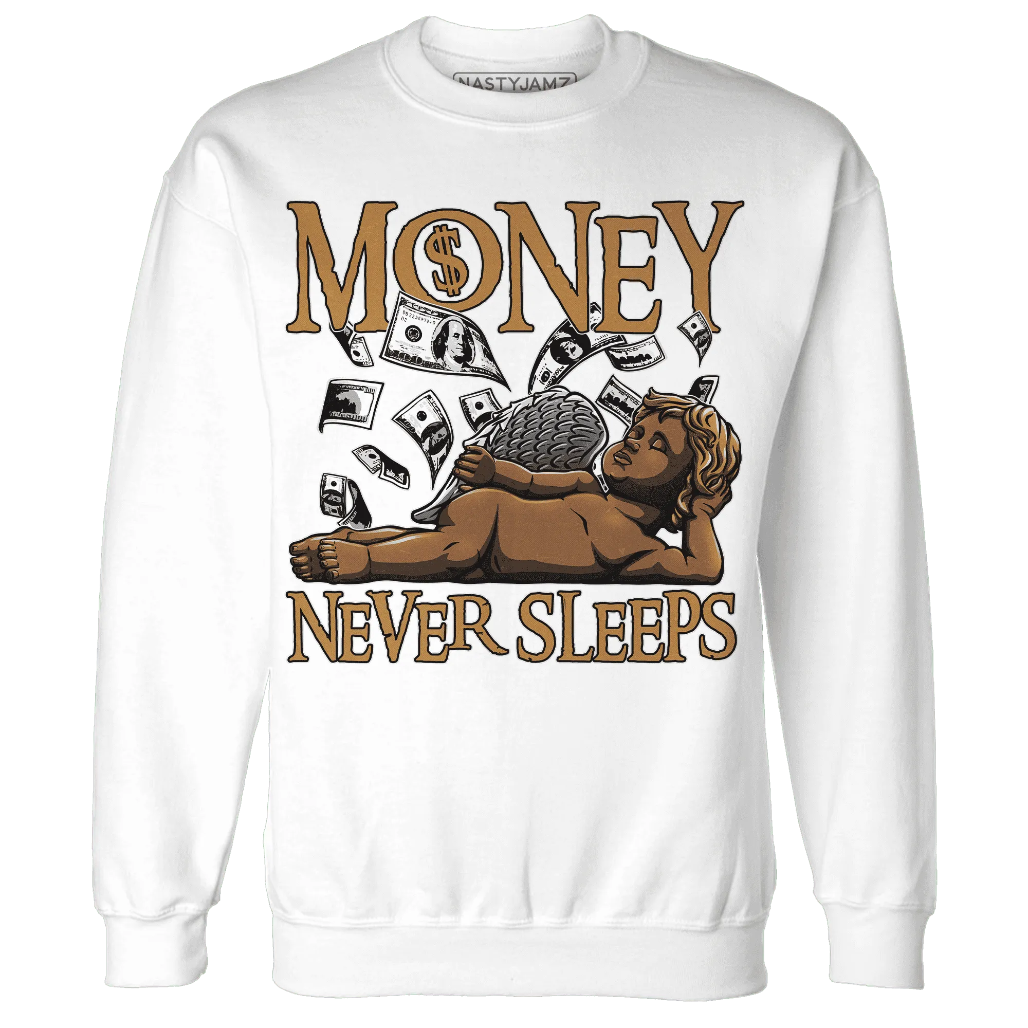 Dunk-Low-Retro-Wheat-Orange-NastyJamz-Sweatshirt-Match-Money-Never-Sleeps