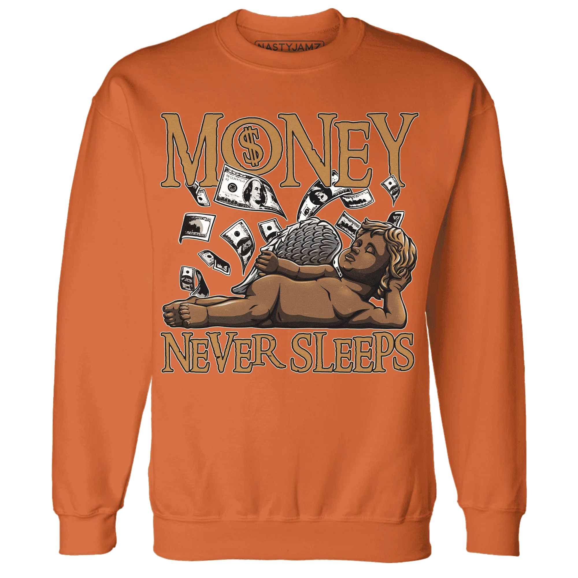 Dunk-Low-Retro-Wheat-Orange-NastyJamz-Sweatshirt-Match-Money-Never-Sleeps