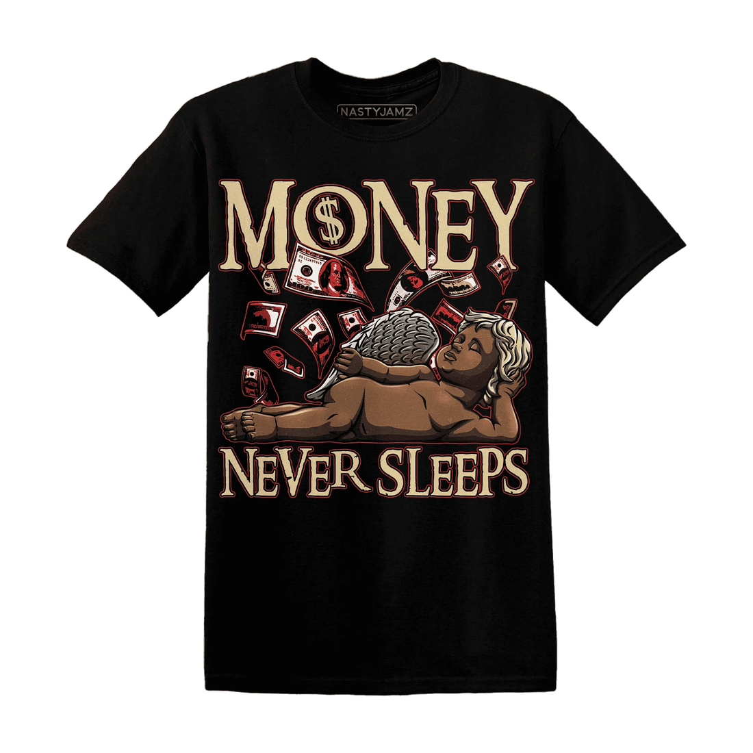 Dunk-Strawberry-Waffle-NastyJamz-T-Shirt-Match-Money-Never-Sleeps