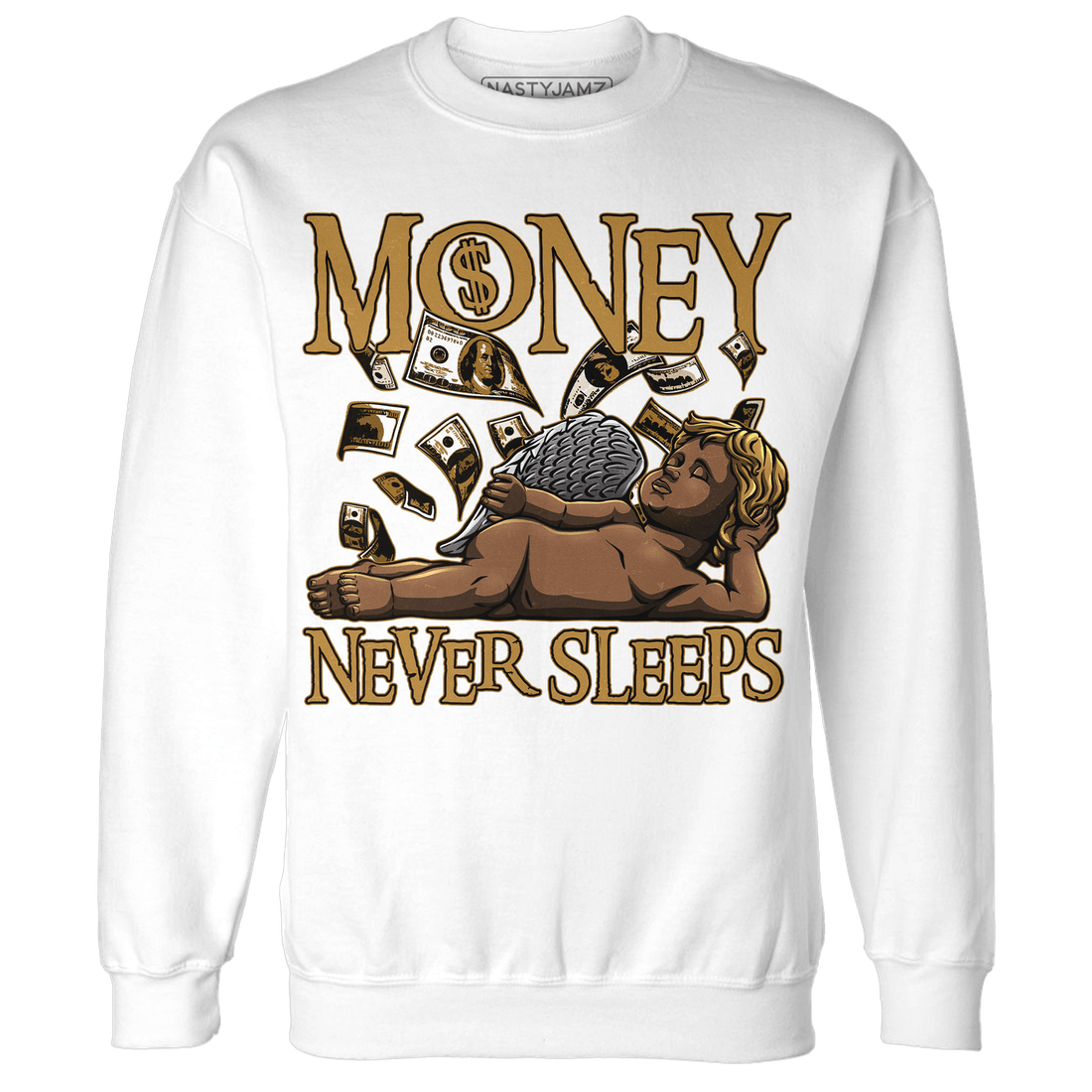 Wheat 13s Sweatshirt Match Money Never Sleeps - NastyJamz