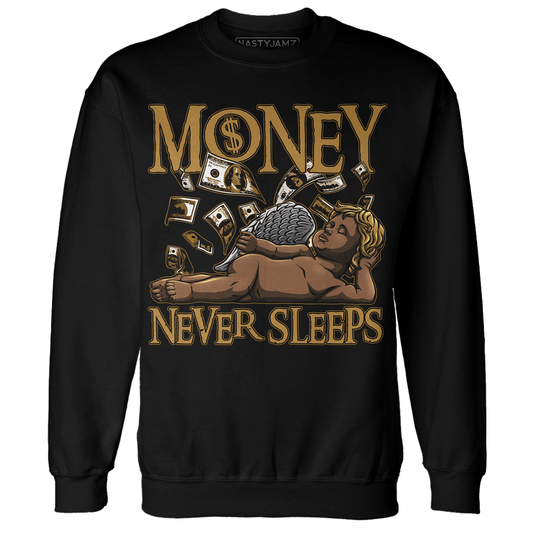 Wheat 13s Sweatshirt Match Money Never Sleeps - NastyJamz