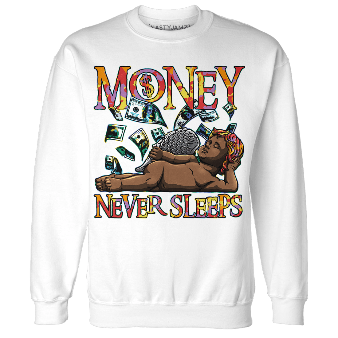 Mid GS Six Championships 1s Sweatshirt Match Money Never Sleeps - NastyJamz