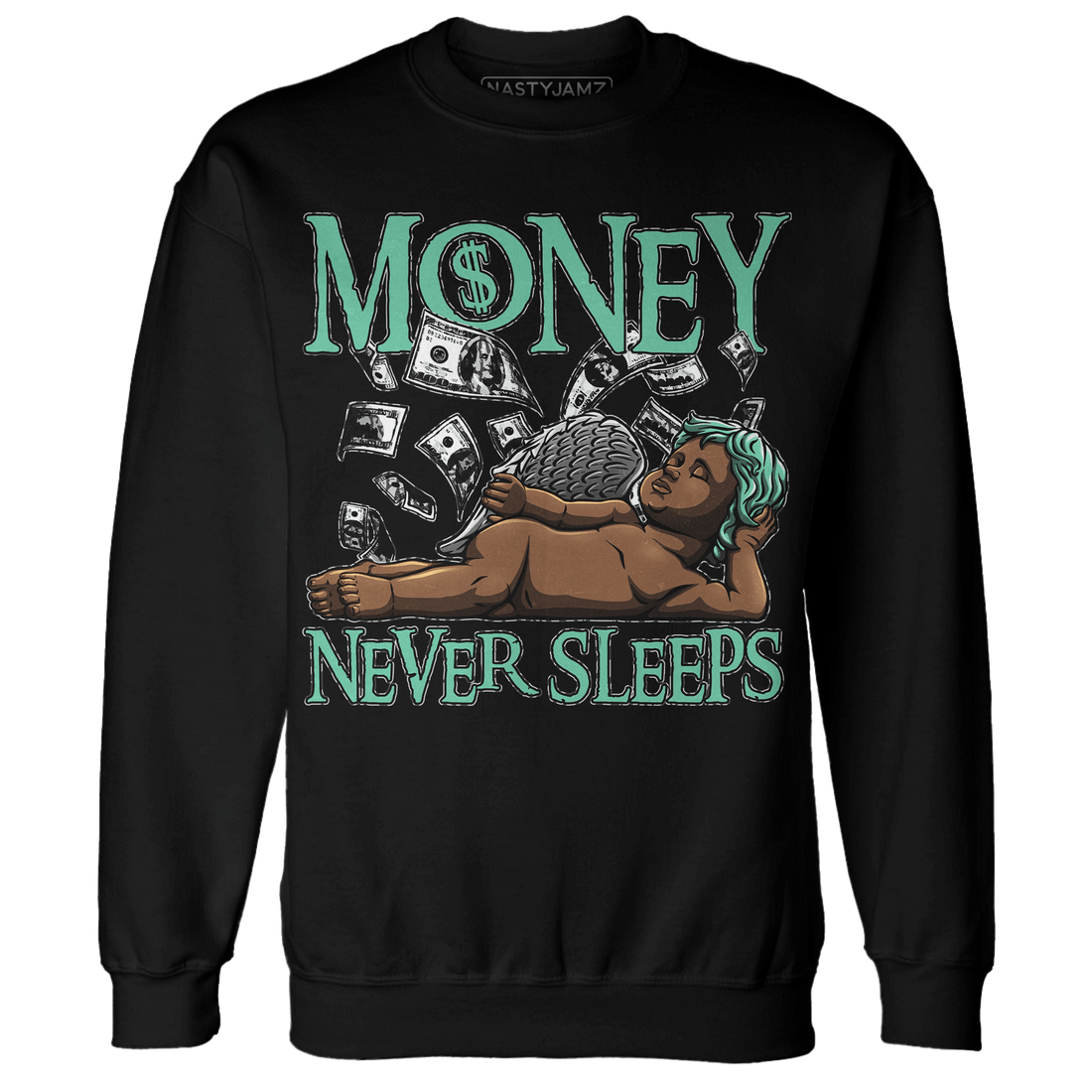 Green Glow 3s Sweatshirt Match Money Never Sleeps - NastyJamz