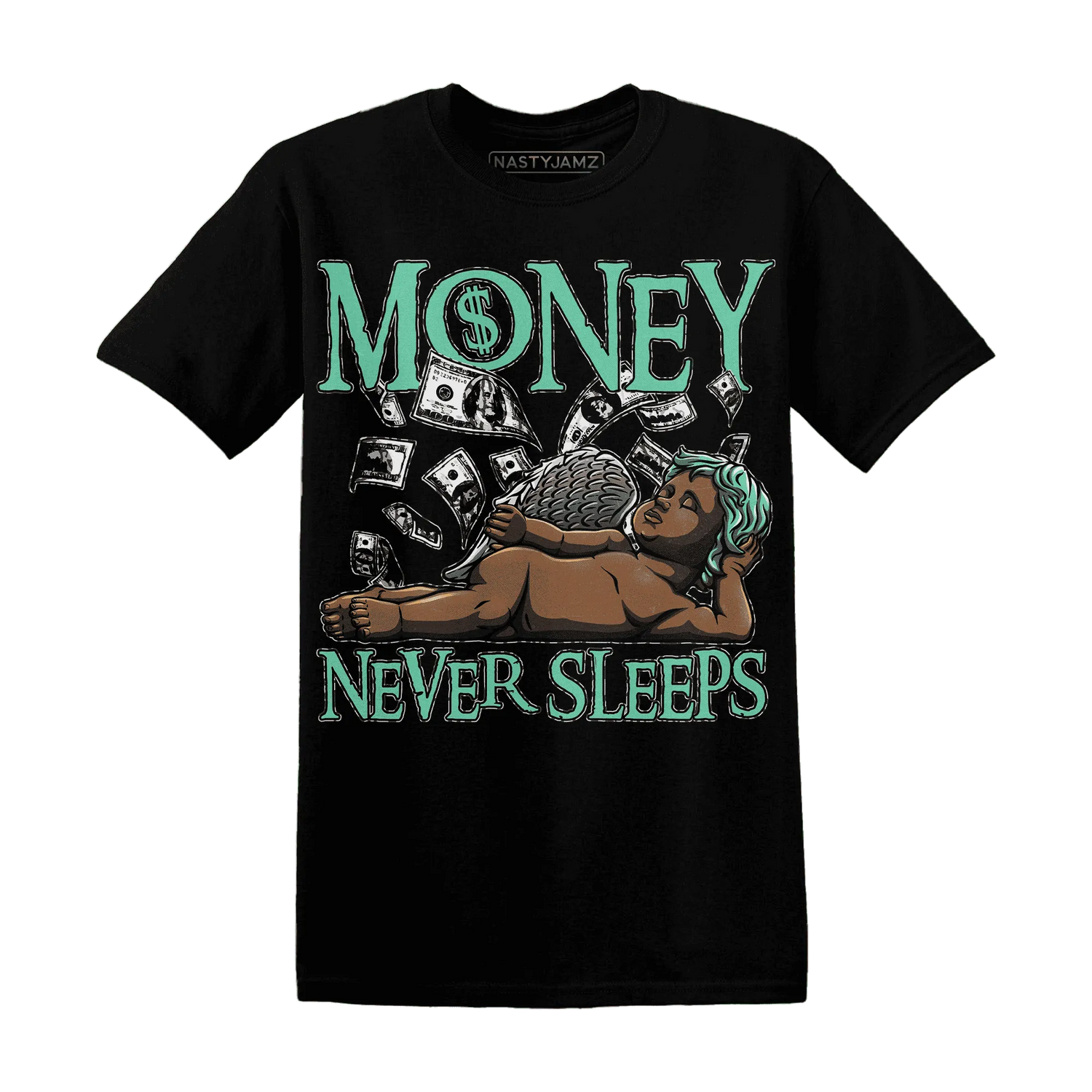 Green-Glow-3s-T-Shirt-Match-Money-Never-Sleeps