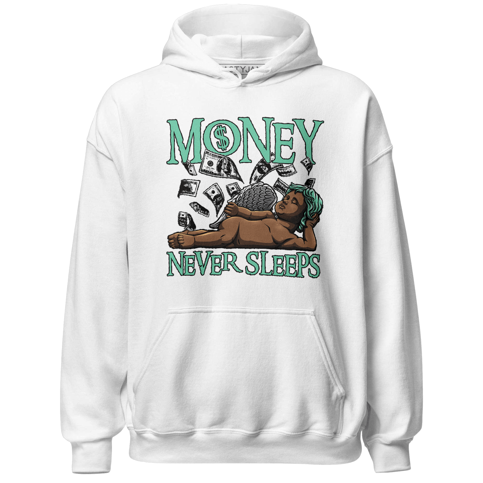 Green Glow 3s Hoodie Match Money Never Sleeps - NastyJamz