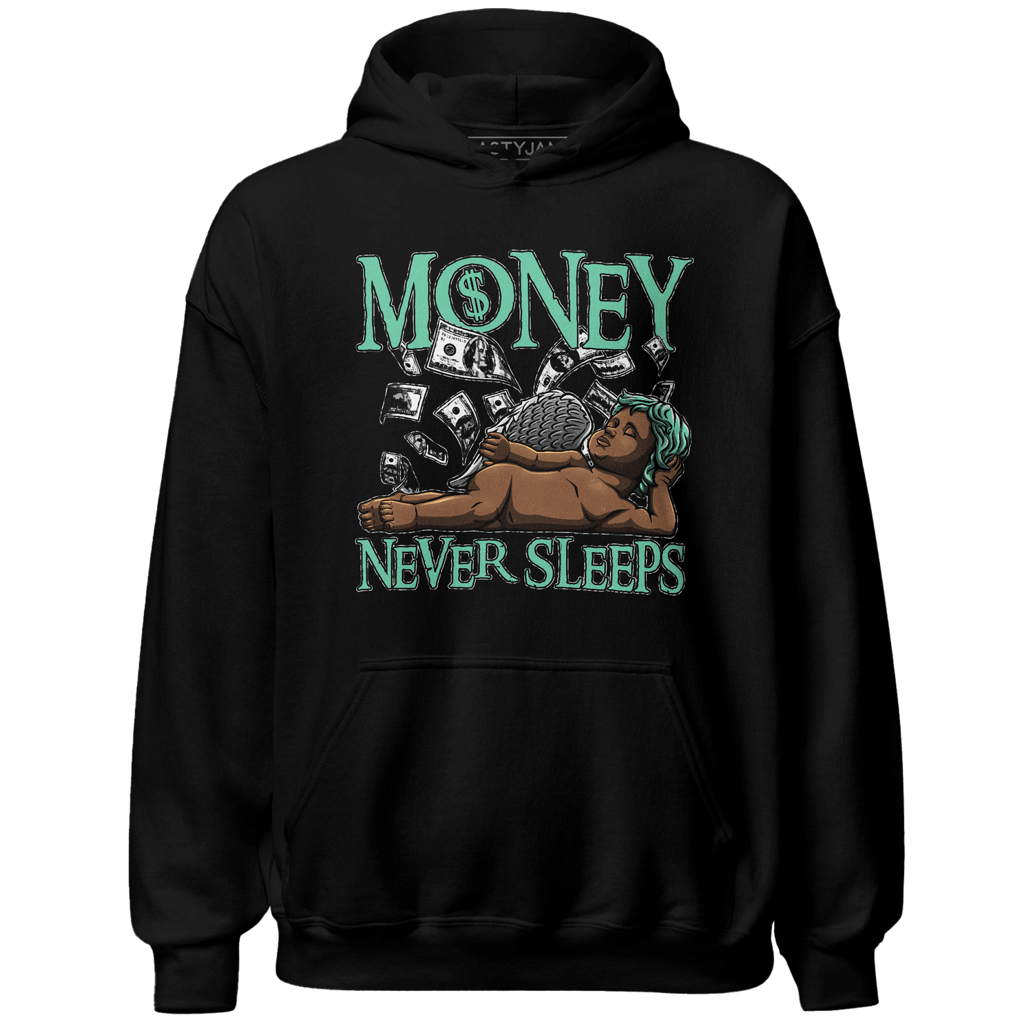 Green Glow 3s Hoodie Match Money Never Sleeps - NastyJamz