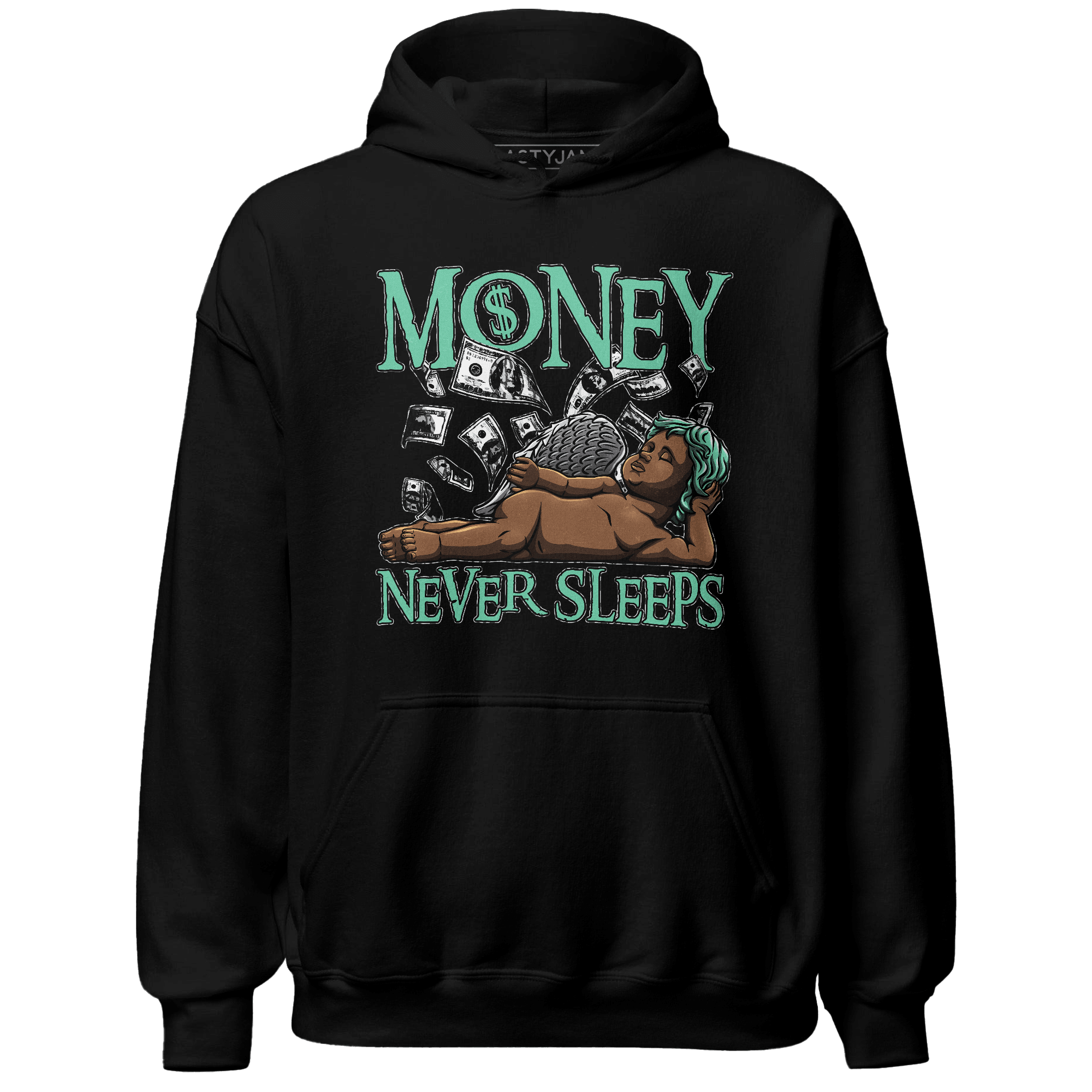Green Glow 3s Hoodie Match Money Never Sleeps - NastyJamz