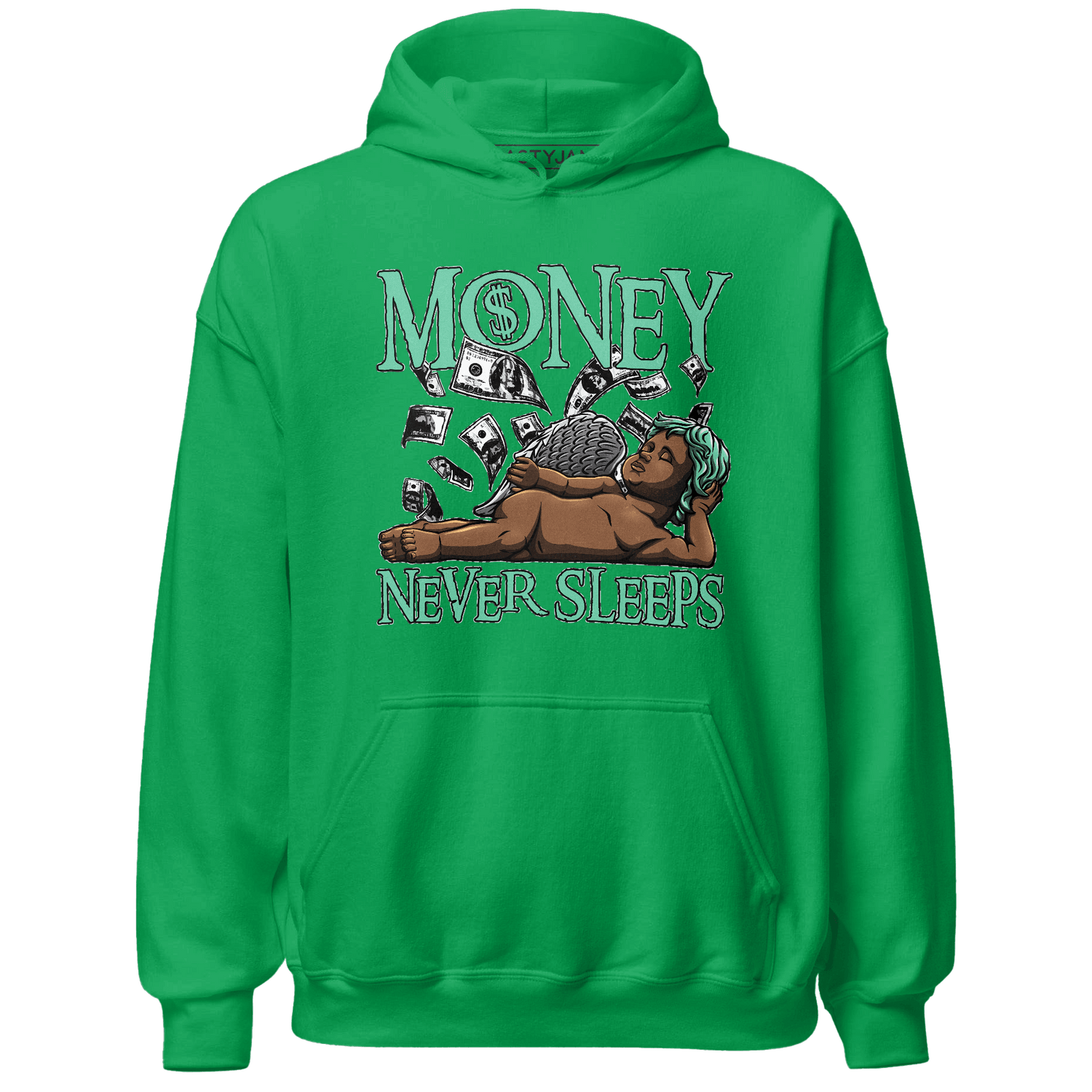 Green Glow 3s Hoodie Match Money Never Sleeps - NastyJamz
