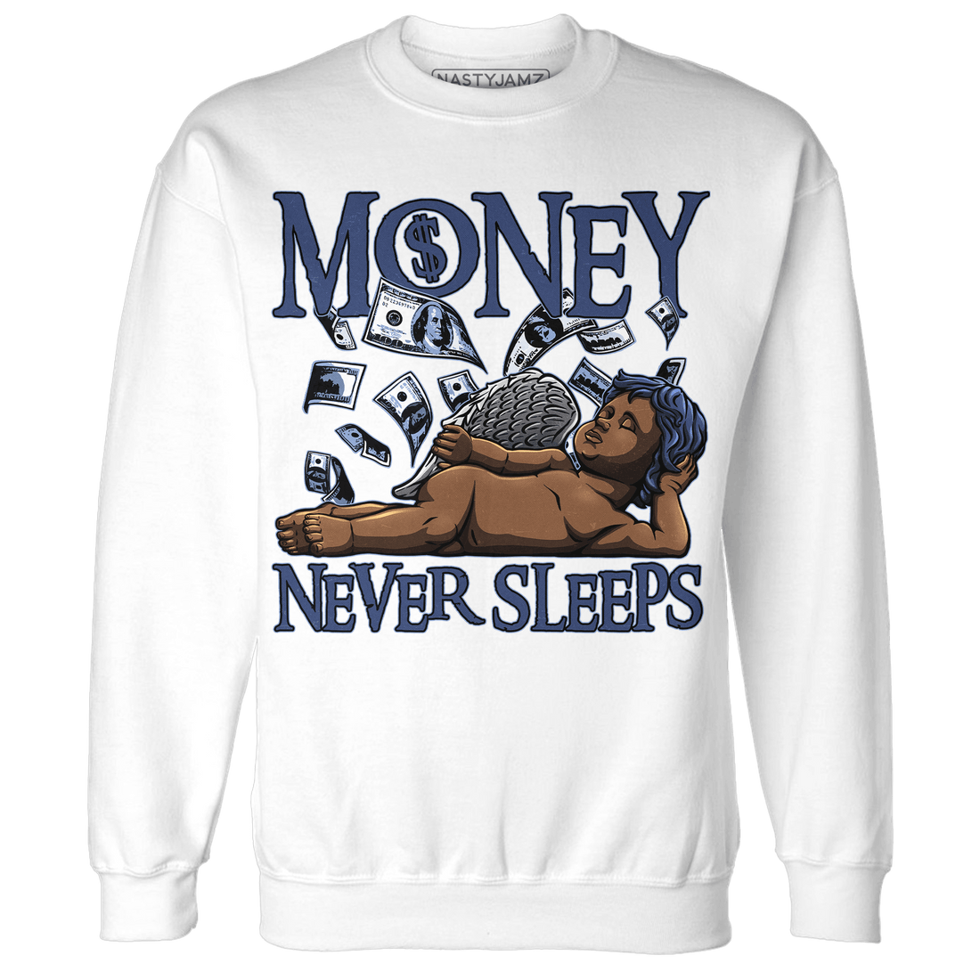Midnight Navy 5s Sweatshirt Match Money Never Sleeps - NastyJamz