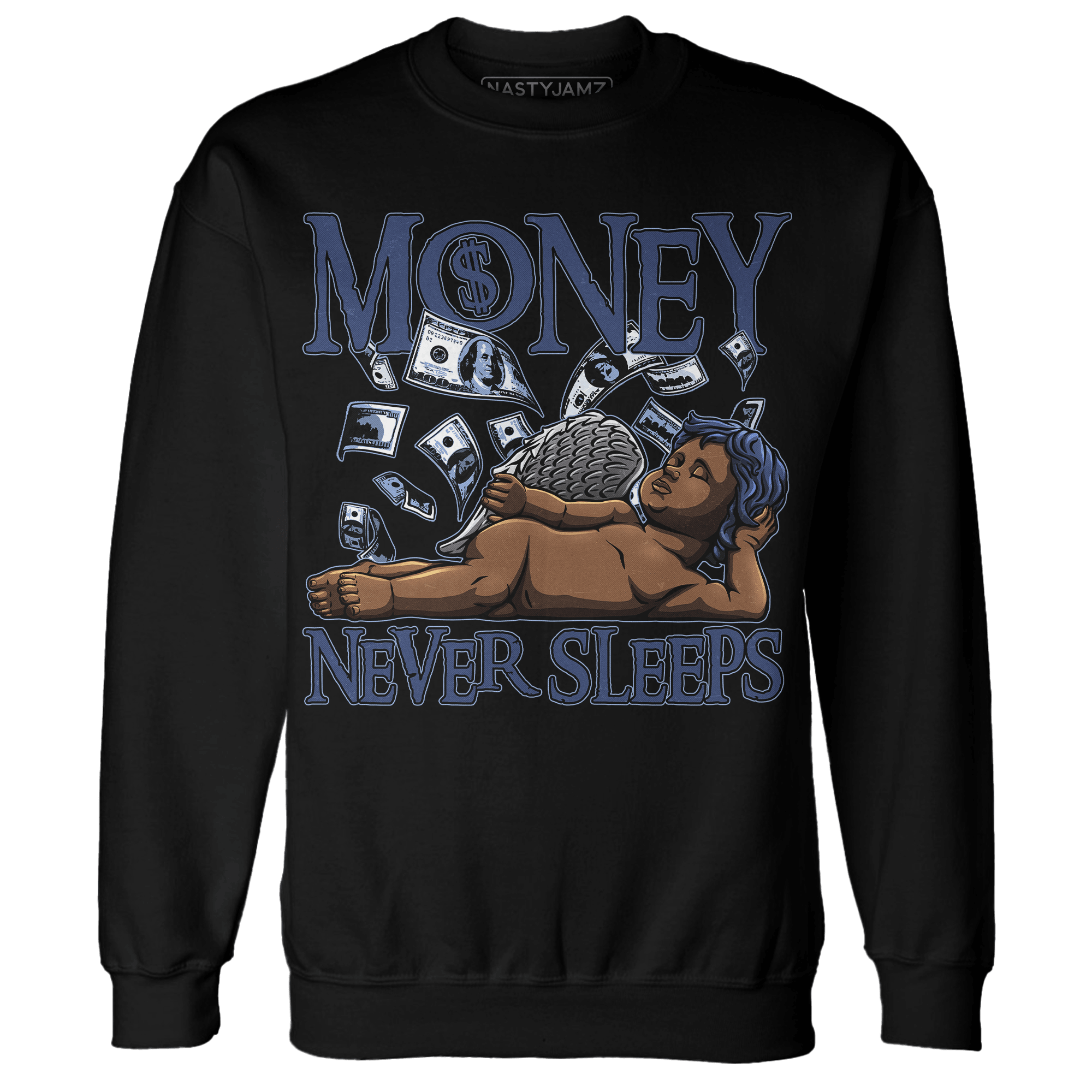 Midnight Navy 5s Sweatshirt Match Money Never Sleeps - NastyJamz