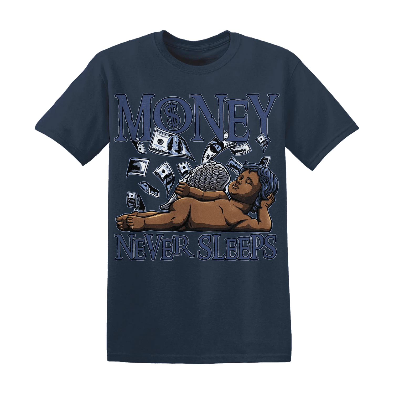 Midnight-Navy-5s-T-Shirt-Match-Money-Never-Sleeps