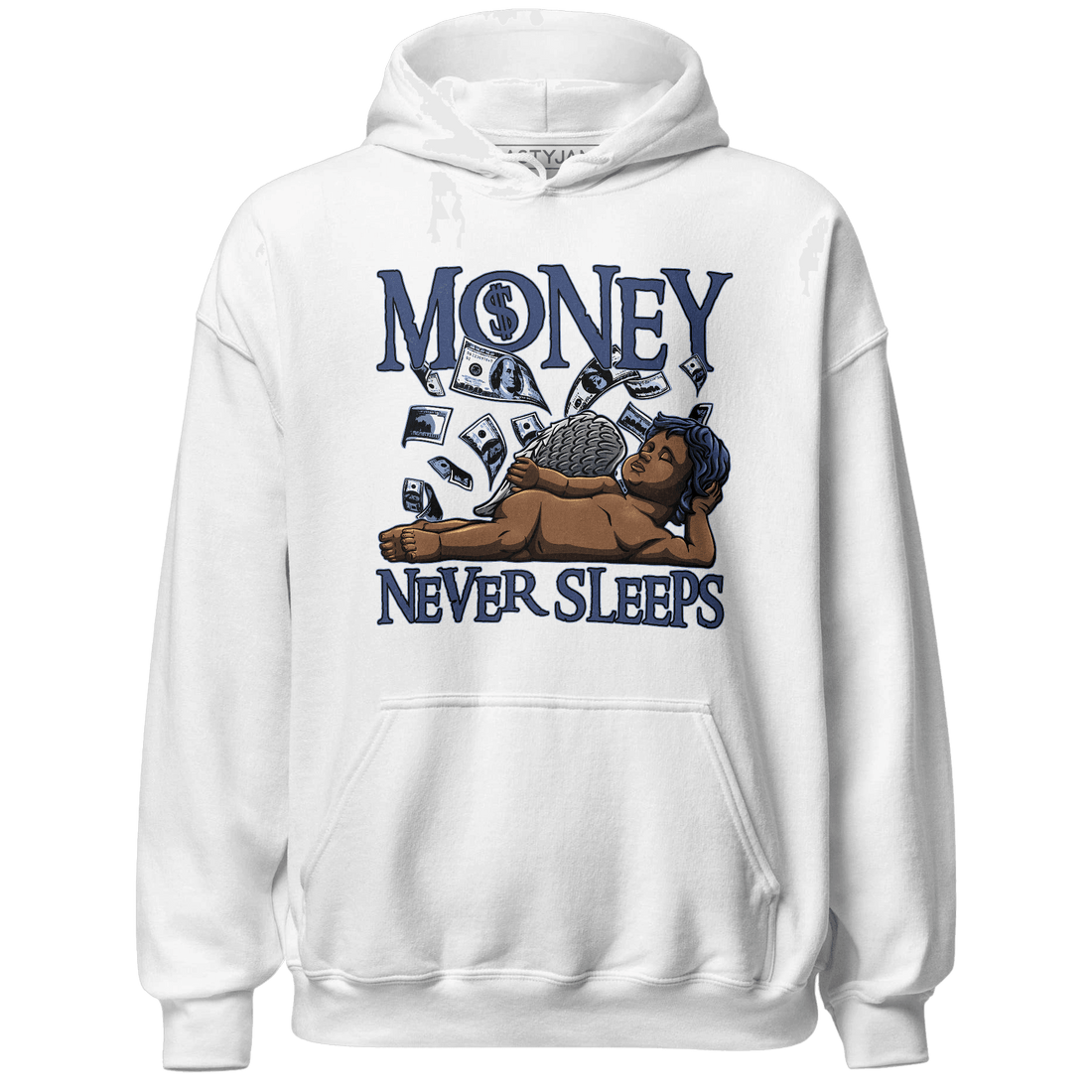 Midnight Navy 5s Hoodie Match Money Never Sleeps - NastyJamz