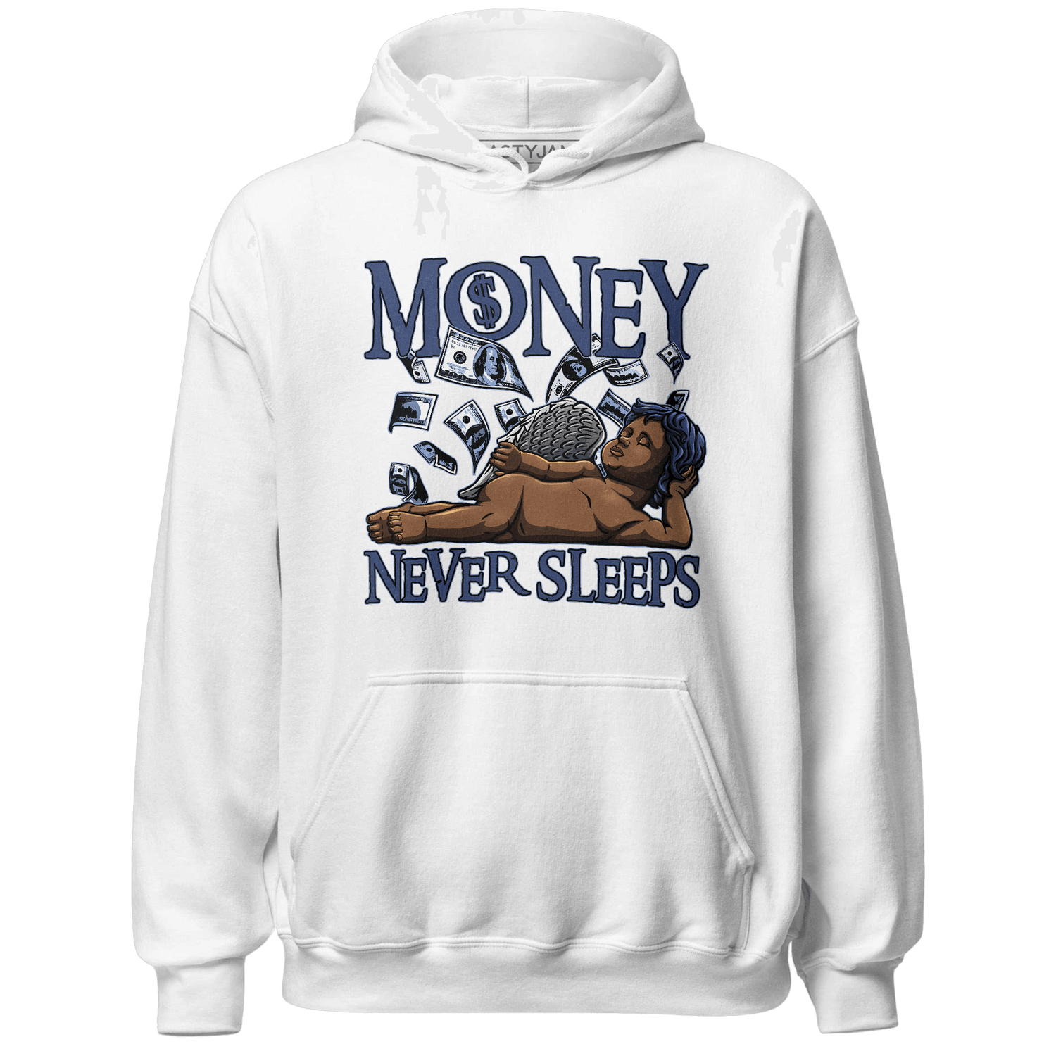 Midnight Navy 5s Hoodie Match Money Never Sleeps - NastyJamz