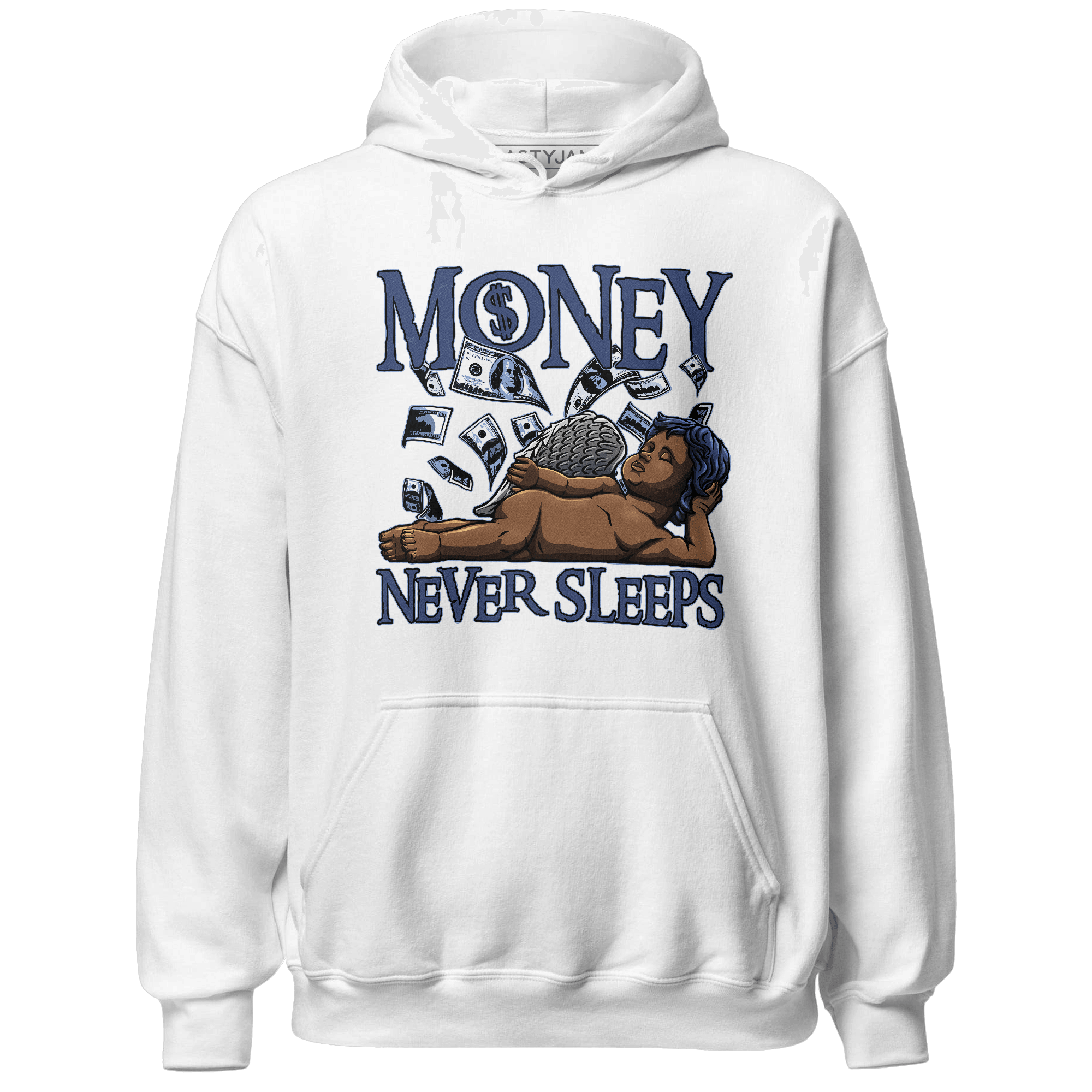 Midnight Navy 5s Hoodie Match Money Never Sleeps - NastyJamz