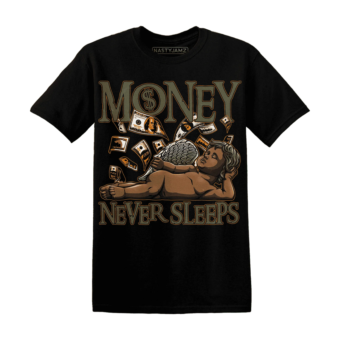 Olive-5s-T-Shirt-Match-Money-Never-Sleeps