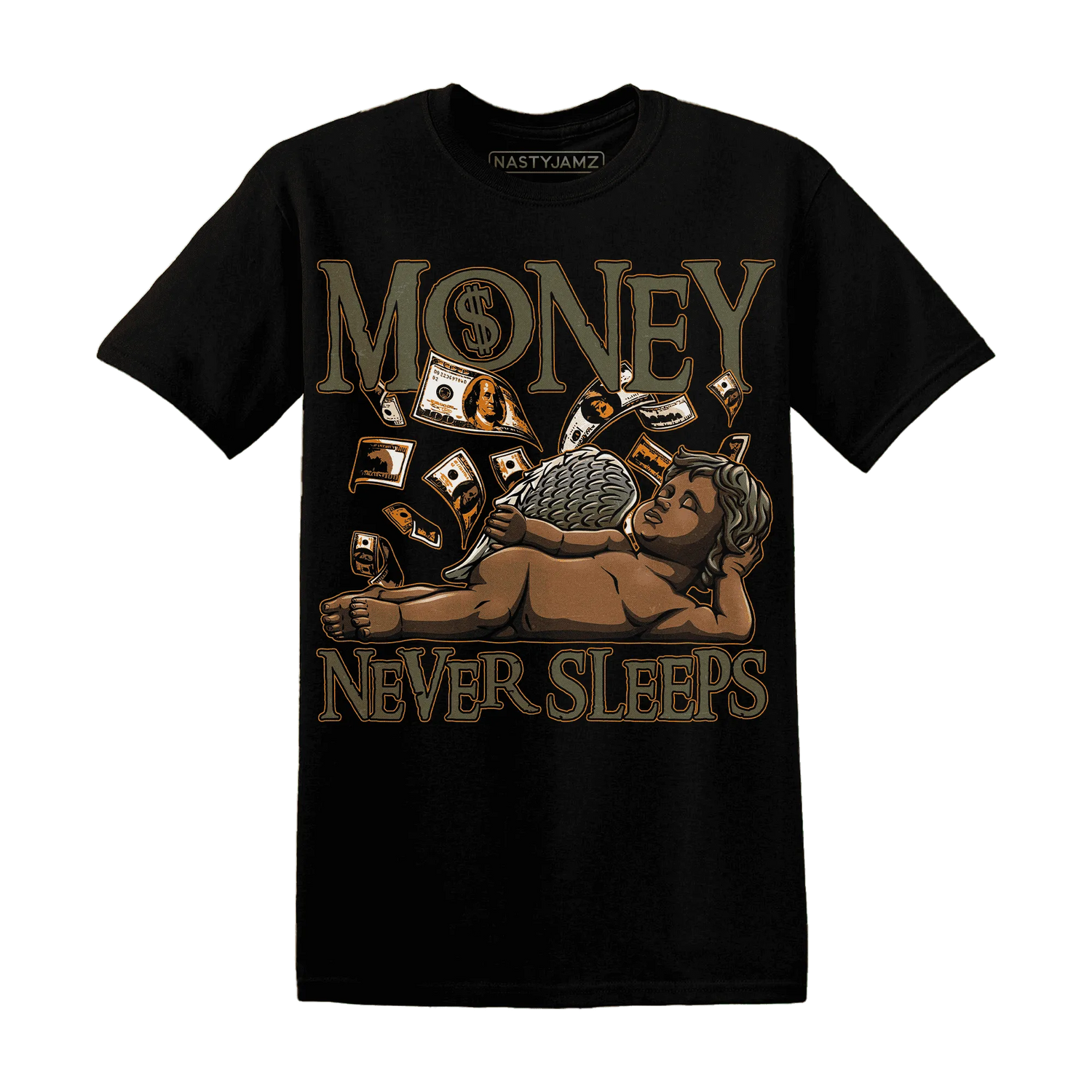 Olive-5s-T-Shirt-Match-Money-Never-Sleeps