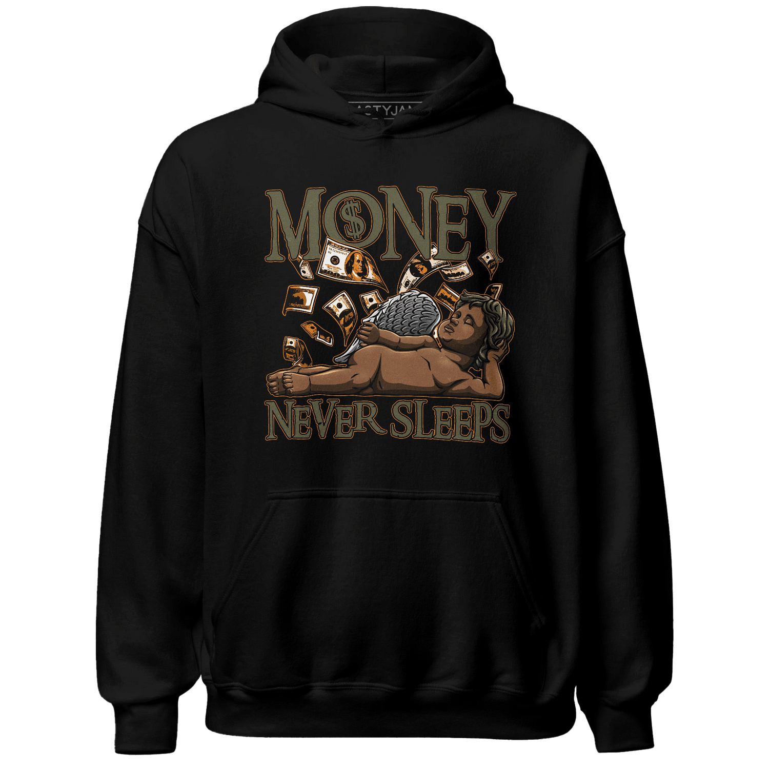 Olive 5s Hoodie Match Money Never Sleeps - NastyJamz
