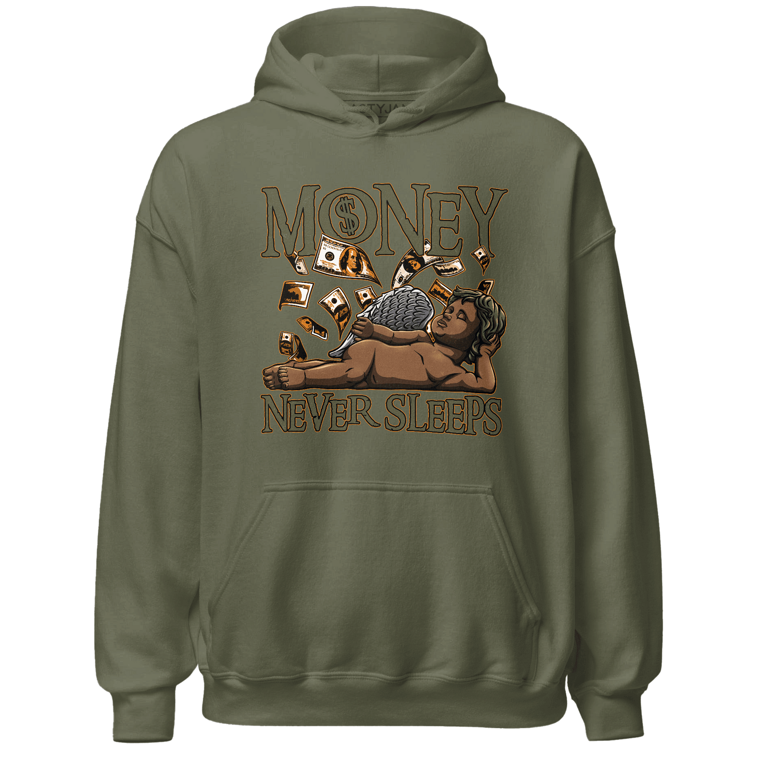 Olive 5s Hoodie Match Money Never Sleeps - NastyJamz