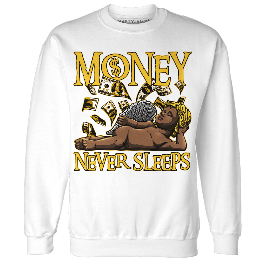 Yellow Ochre 6s Sweatshirt Match Money Never Sleeps - NastyJamz