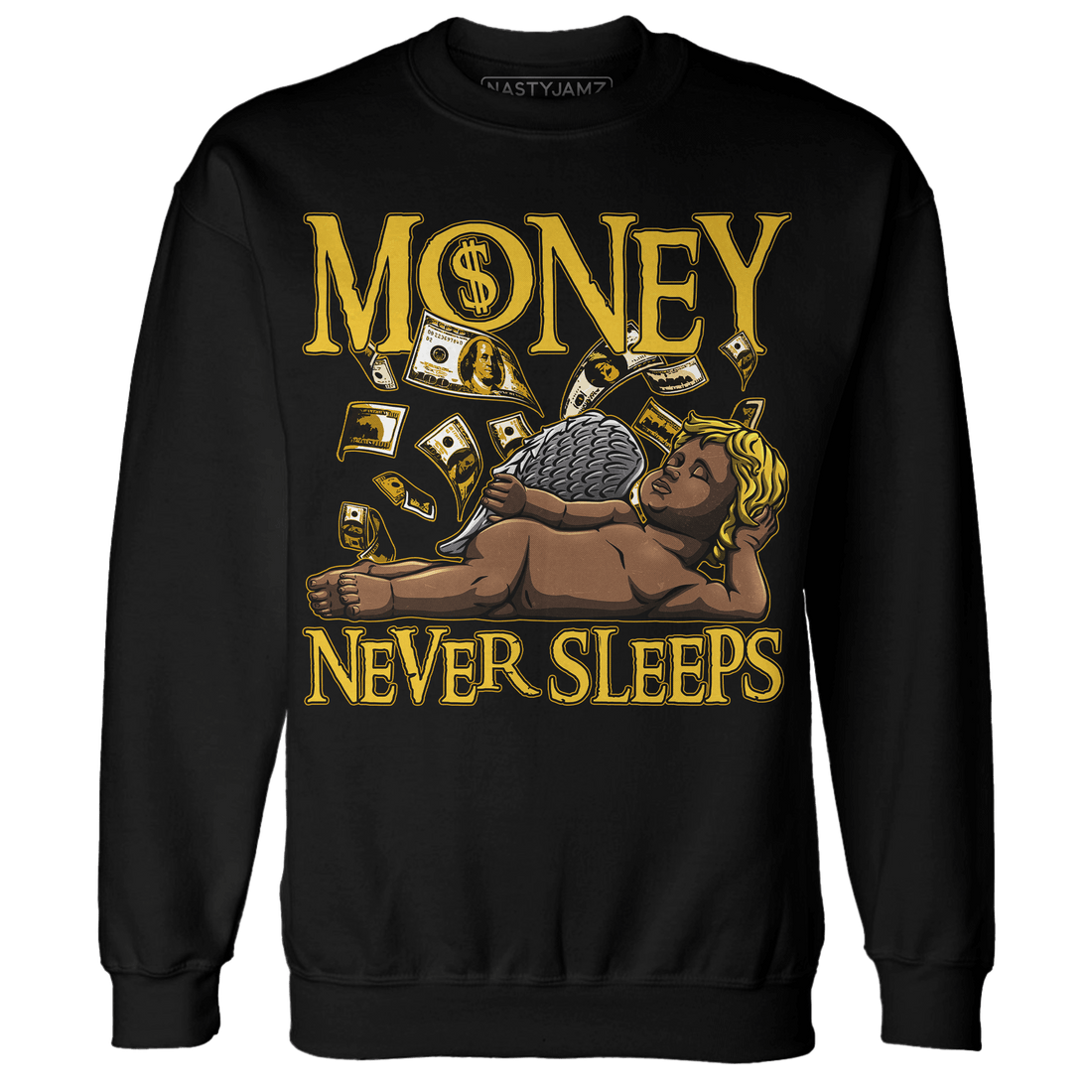 Yellow Ochre 6s Sweatshirt Match Money Never Sleeps - NastyJamz
