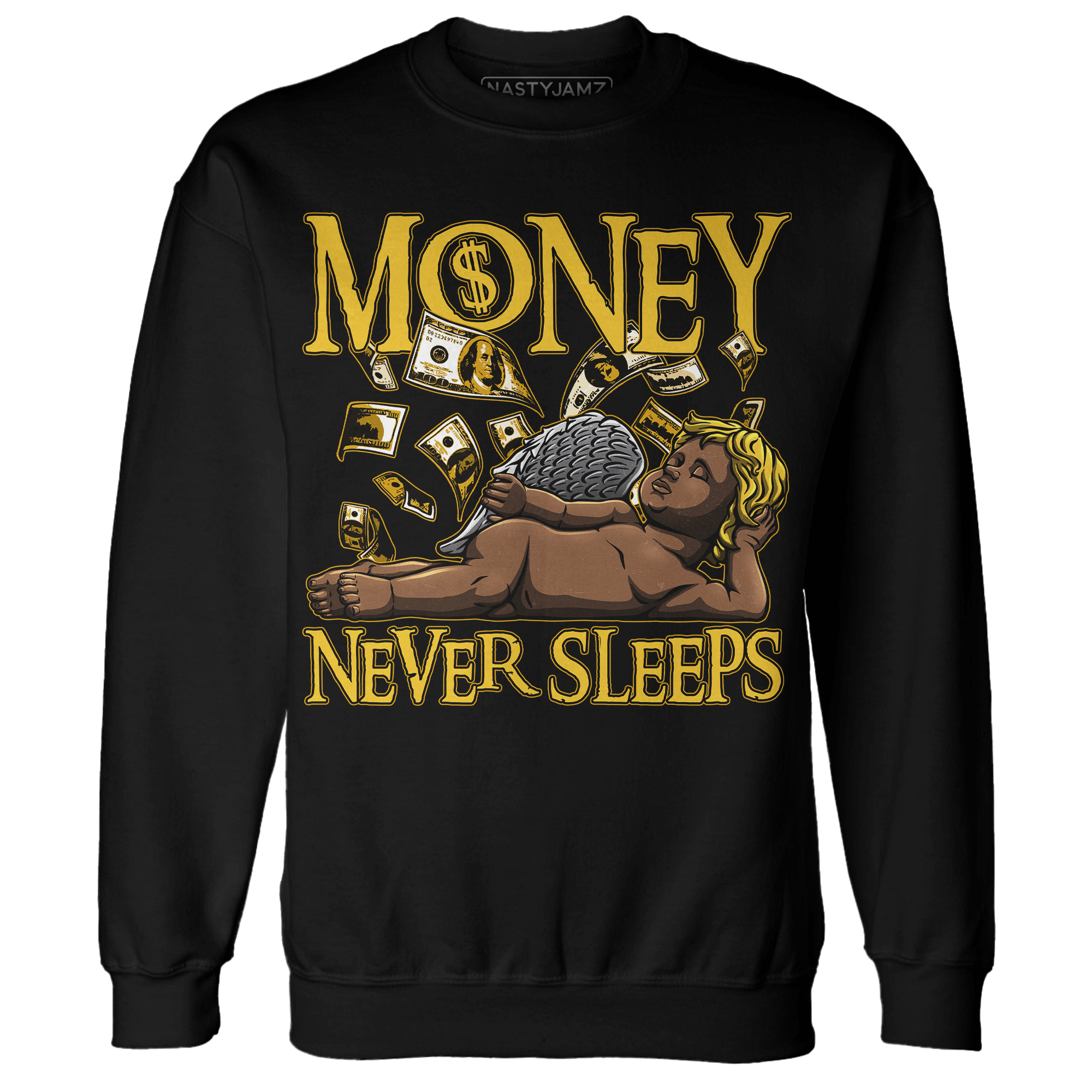 Yellow Ochre 6s Sweatshirt Match Money Never Sleeps - NastyJamz