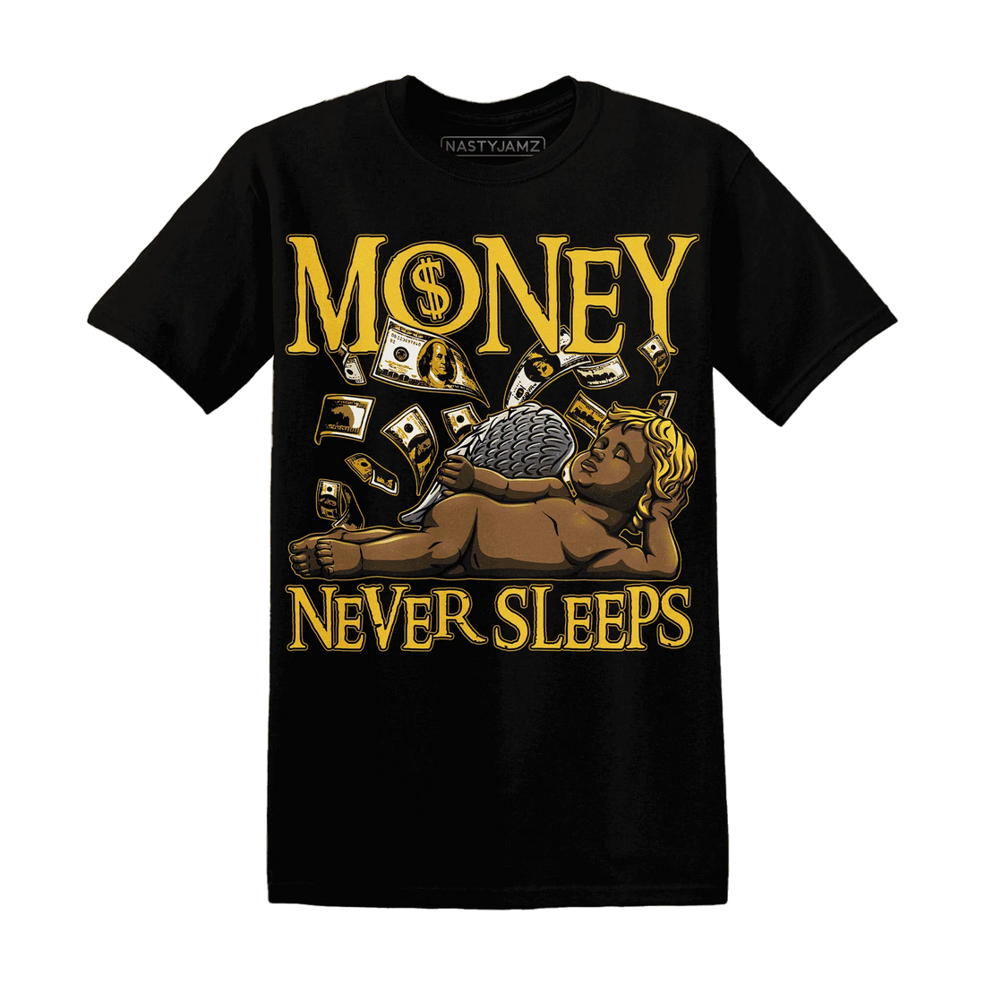 Yellow-Ochre-6s-T-Shirt-Match-Money-Never-Sleeps