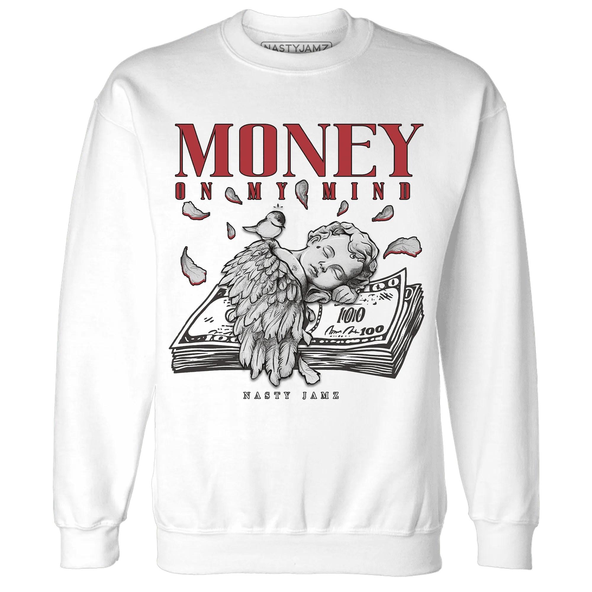 Black-Toe-Reimagined-Red-White-1s-Sweatshirt-Match-Money-On-My-Mind-Angel