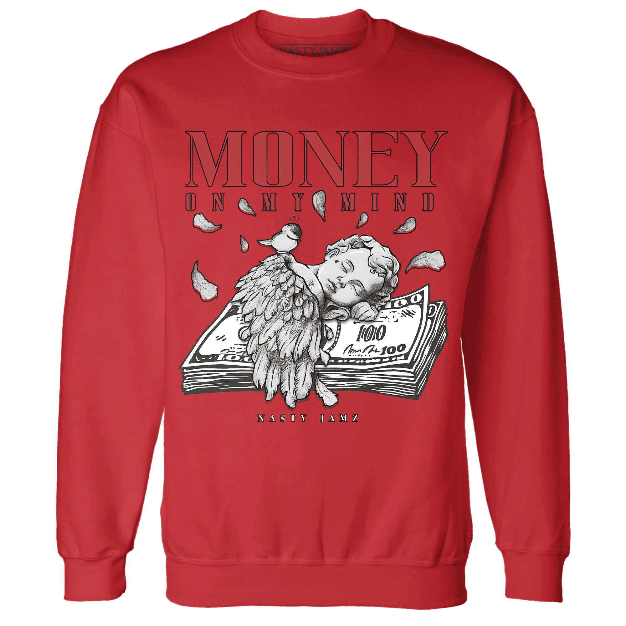 Black-Toe-Reimagined-Red-White-1s-Sweatshirt-Match-Money-On-My-Mind-Angel