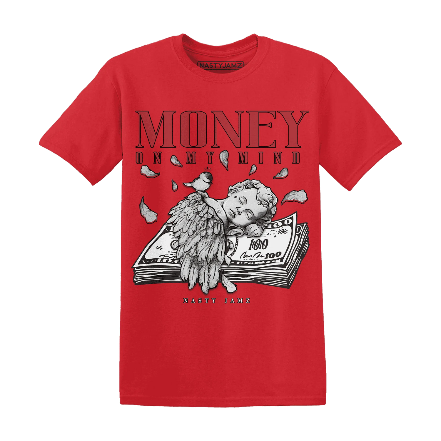 Black-Toe-Reimagined-Red-White-1s-T-Shirt-Match-Money-On-My-Mind-Angel