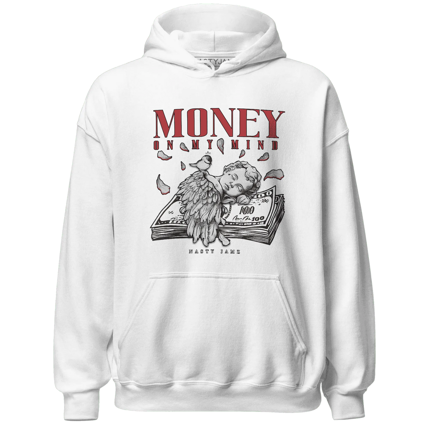Black-Toe-Reimagined-Red-White-1s-Hoodie-Match-Money-On-My-Mind-Angel