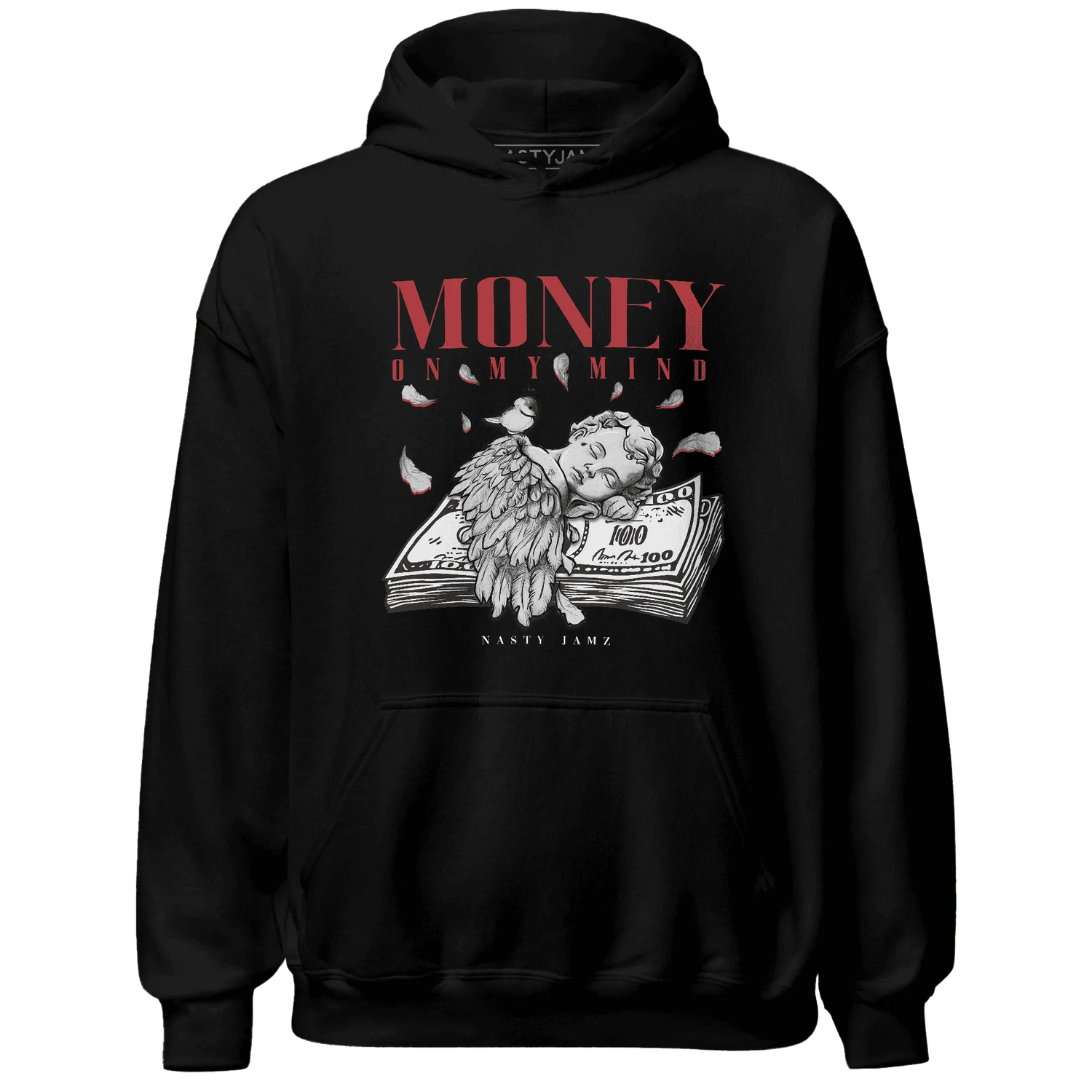 Black-Toe-Reimagined-Red-White-1s-Hoodie-Match-Money-On-My-Mind-Angel