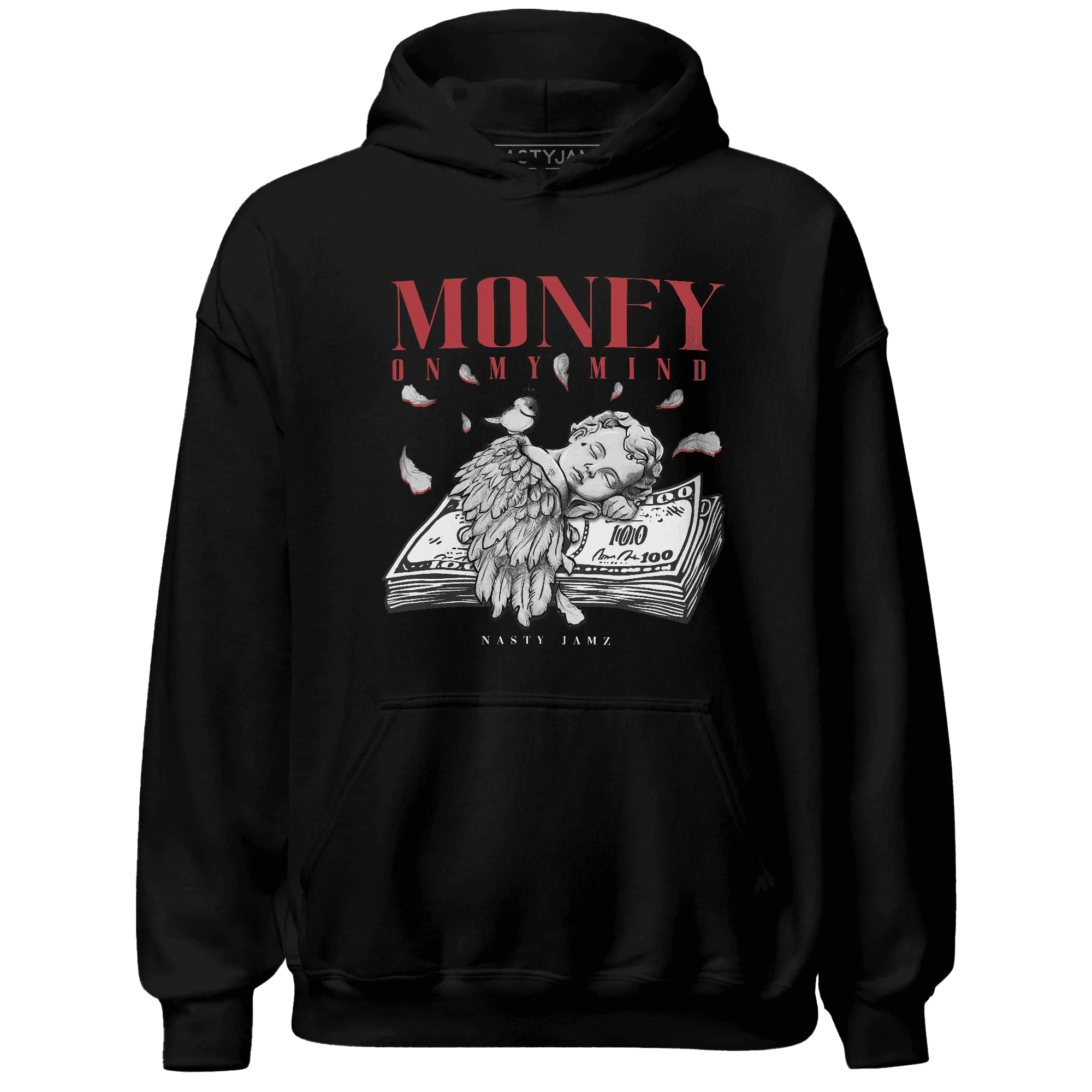 Black-Toe-Reimagined-Red-White-1s-Hoodie-Match-Money-On-My-Mind-Angel