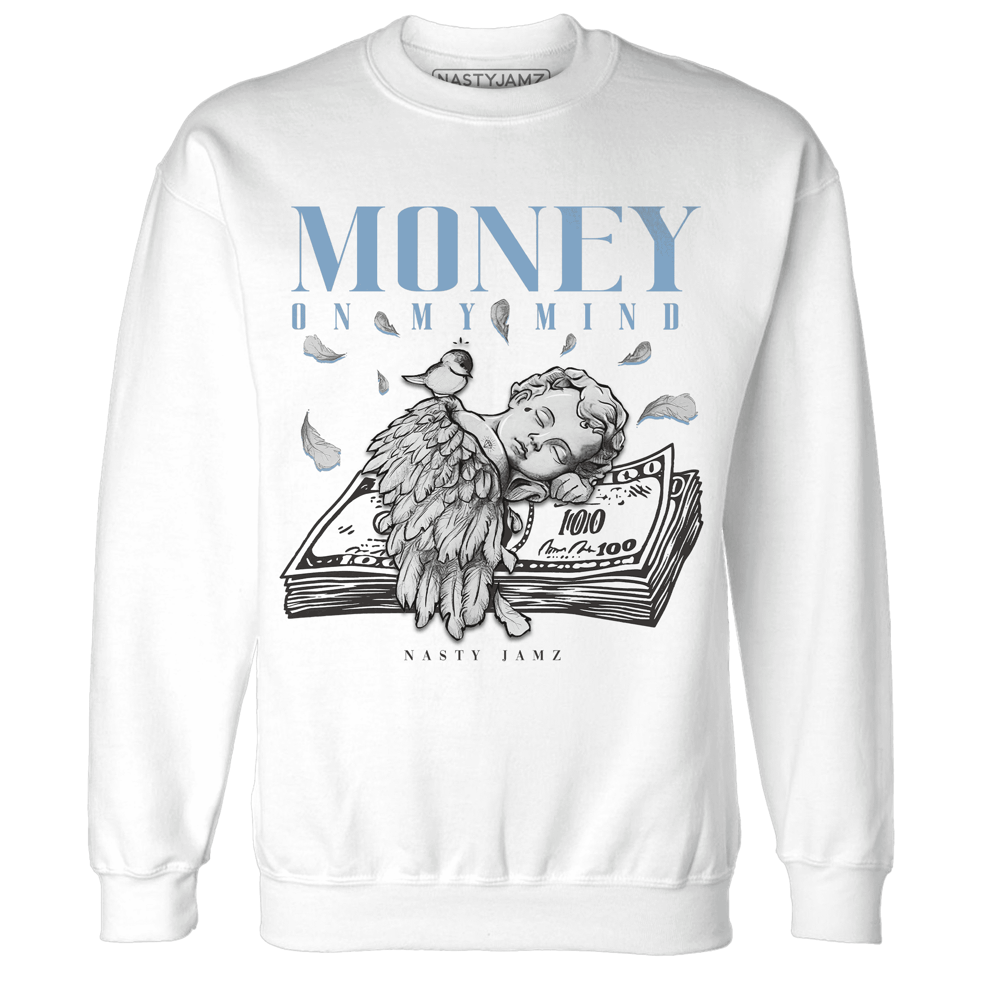 First In Flight 1s Sweatshirt Match Money On My Mind Angel - NastyJamz