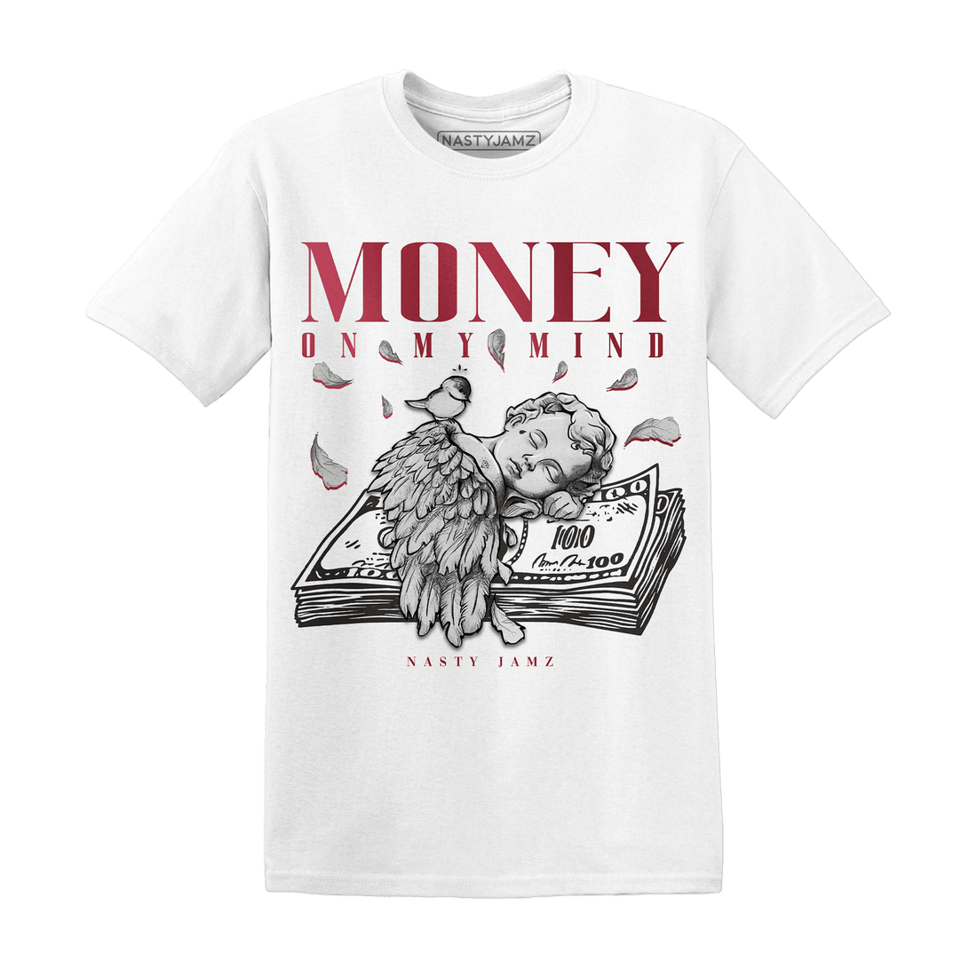High 85 Metallic Burgundy 1s T Shirt Match Money On My Mind Angel - NastyJamz
