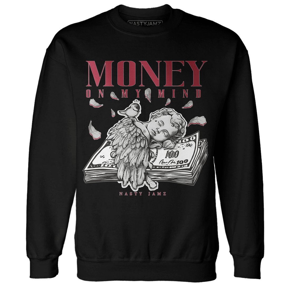 High 85 Metallic Burgundy 1s Sweatshirt Match Money On My Mind Angel - NastyJamz