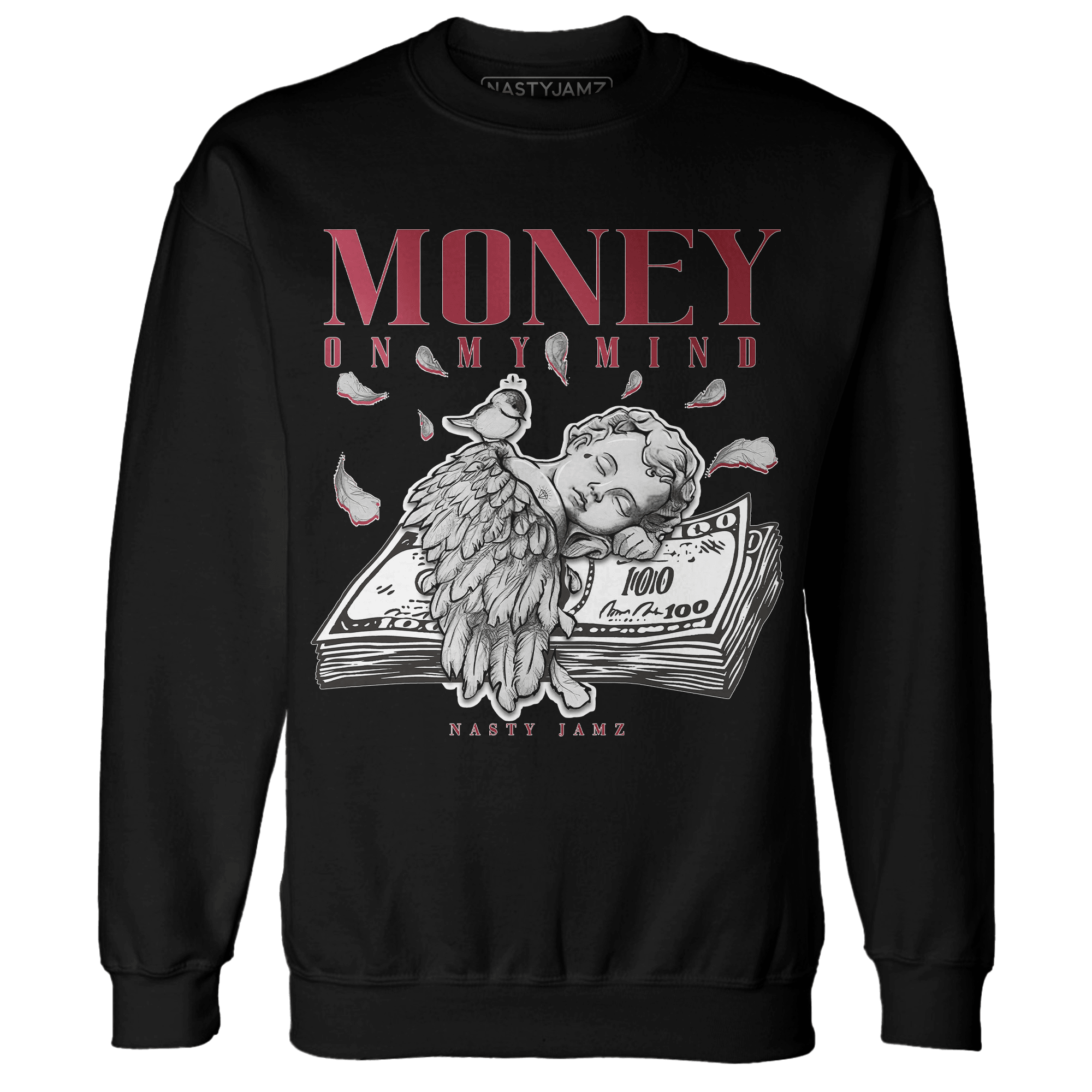 High 85 Metallic Burgundy 1s Sweatshirt Match Money On My Mind Angel - NastyJamz