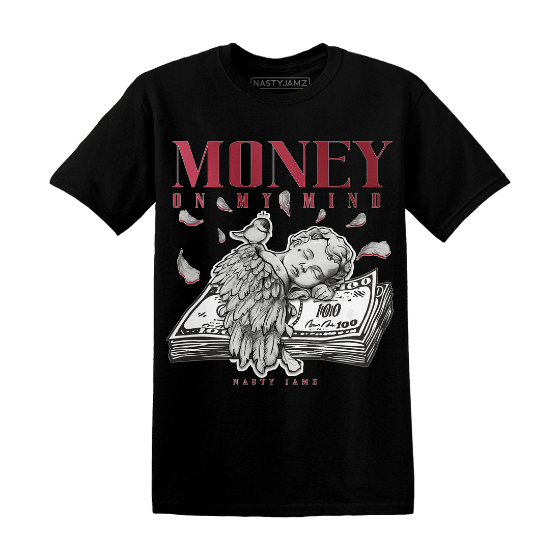 High 85 Metallic Burgundy 1s T Shirt Match Money On My Mind Angel - NastyJamz