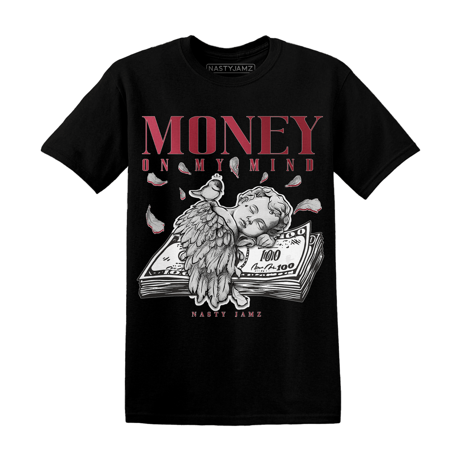 High 85 Metallic Burgundy 1s T Shirt Match Money On My Mind Angel - NastyJamz