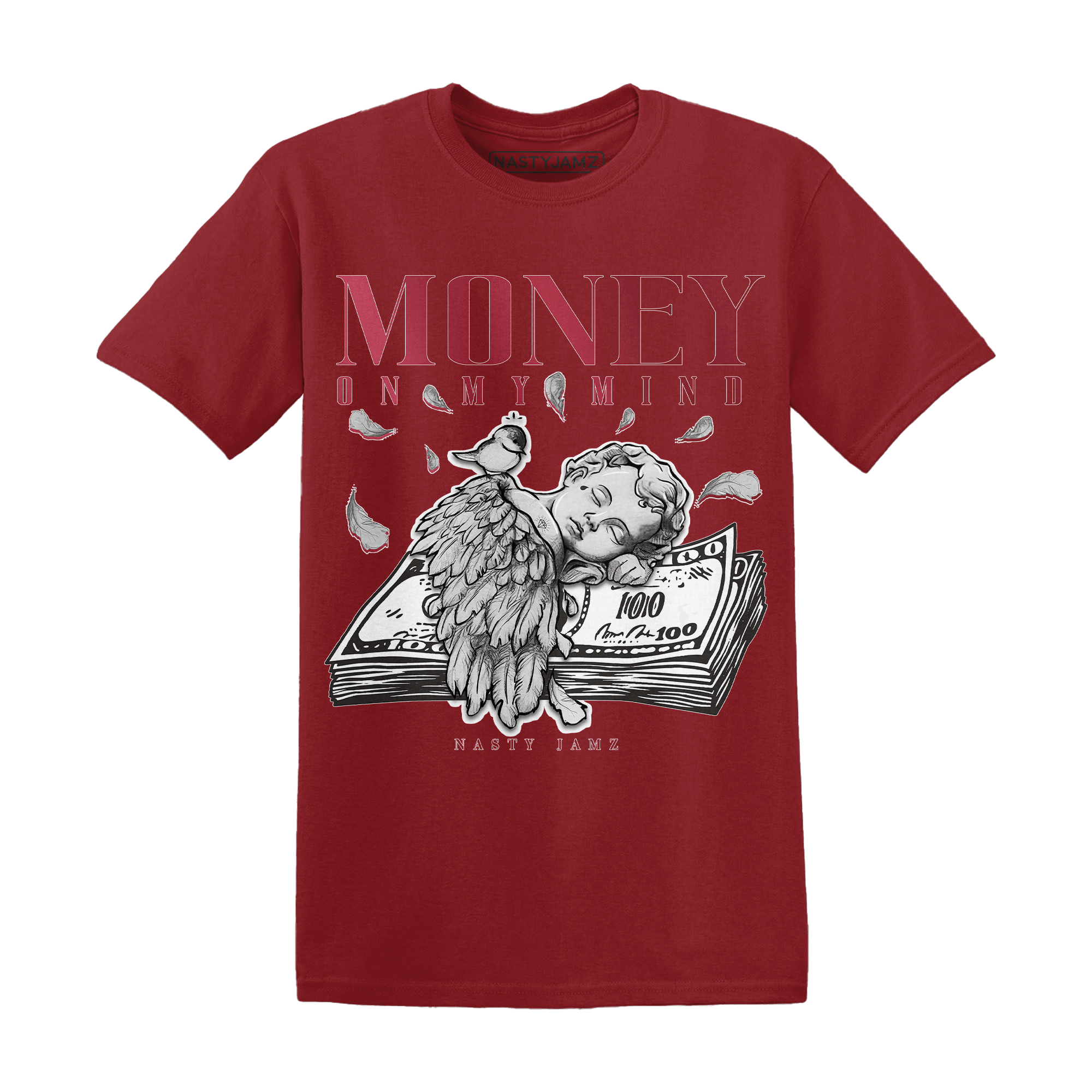 High 85 Metallic Burgundy 1s T Shirt Match Money On My Mind Angel - NastyJamz