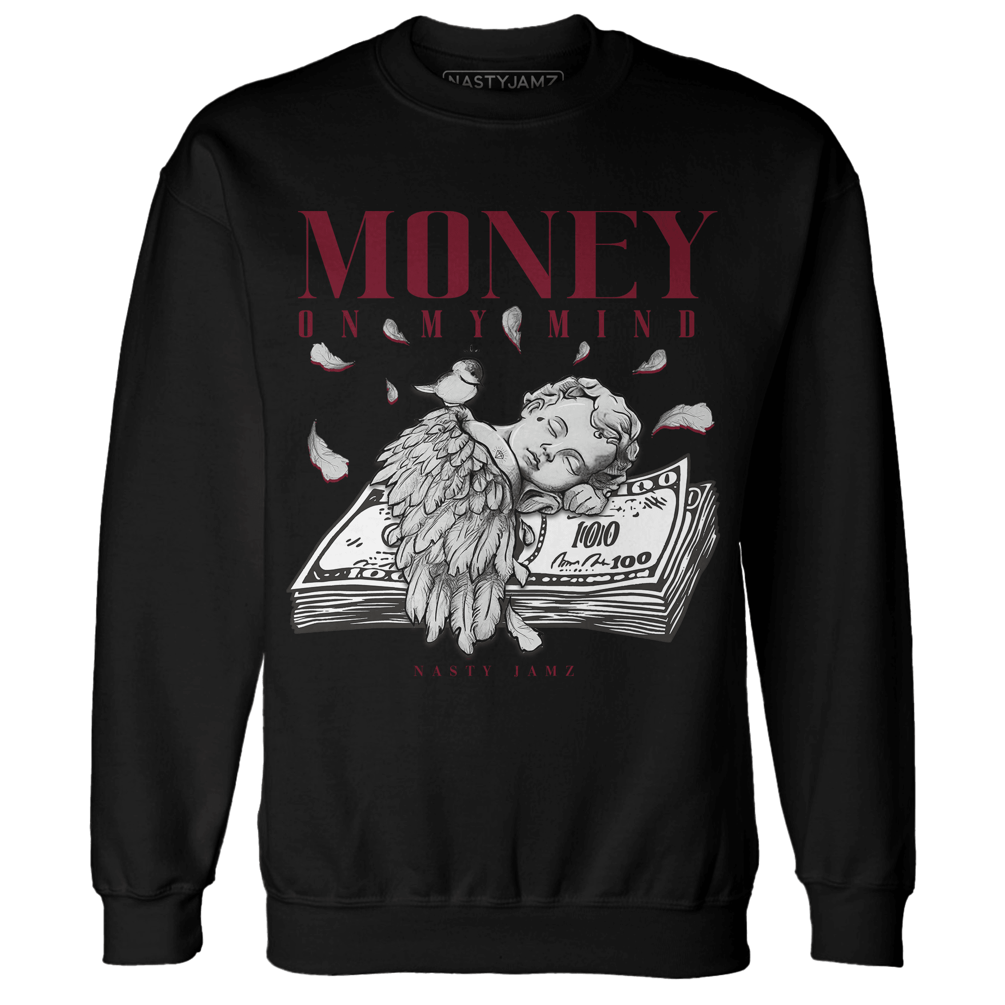High White Team Red 1s Sweatshirt Match Money On My Mind Angel - NastyJamz