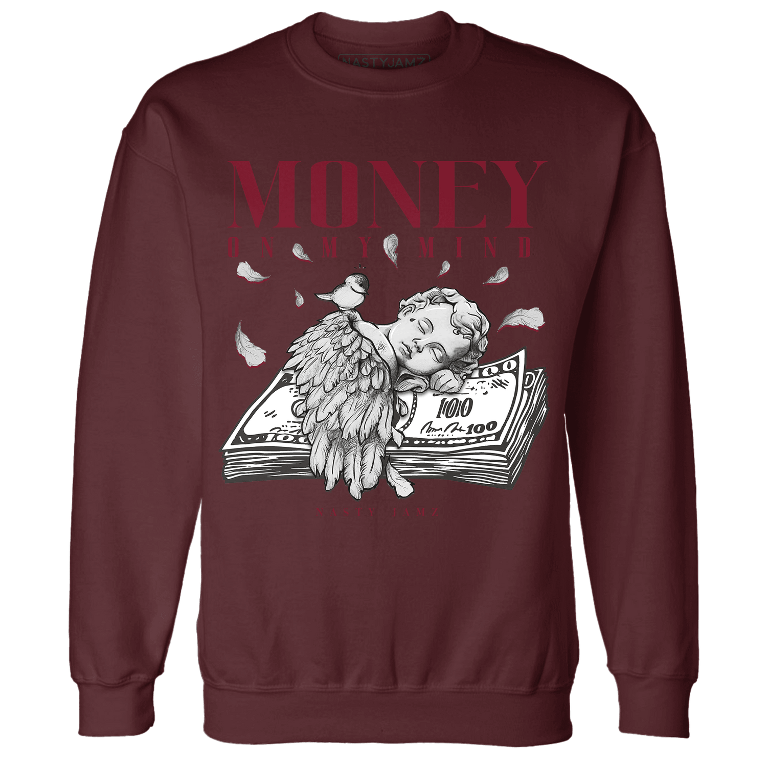 High White Team Red 1s Sweatshirt Match Money On My Mind Angel - NastyJamz