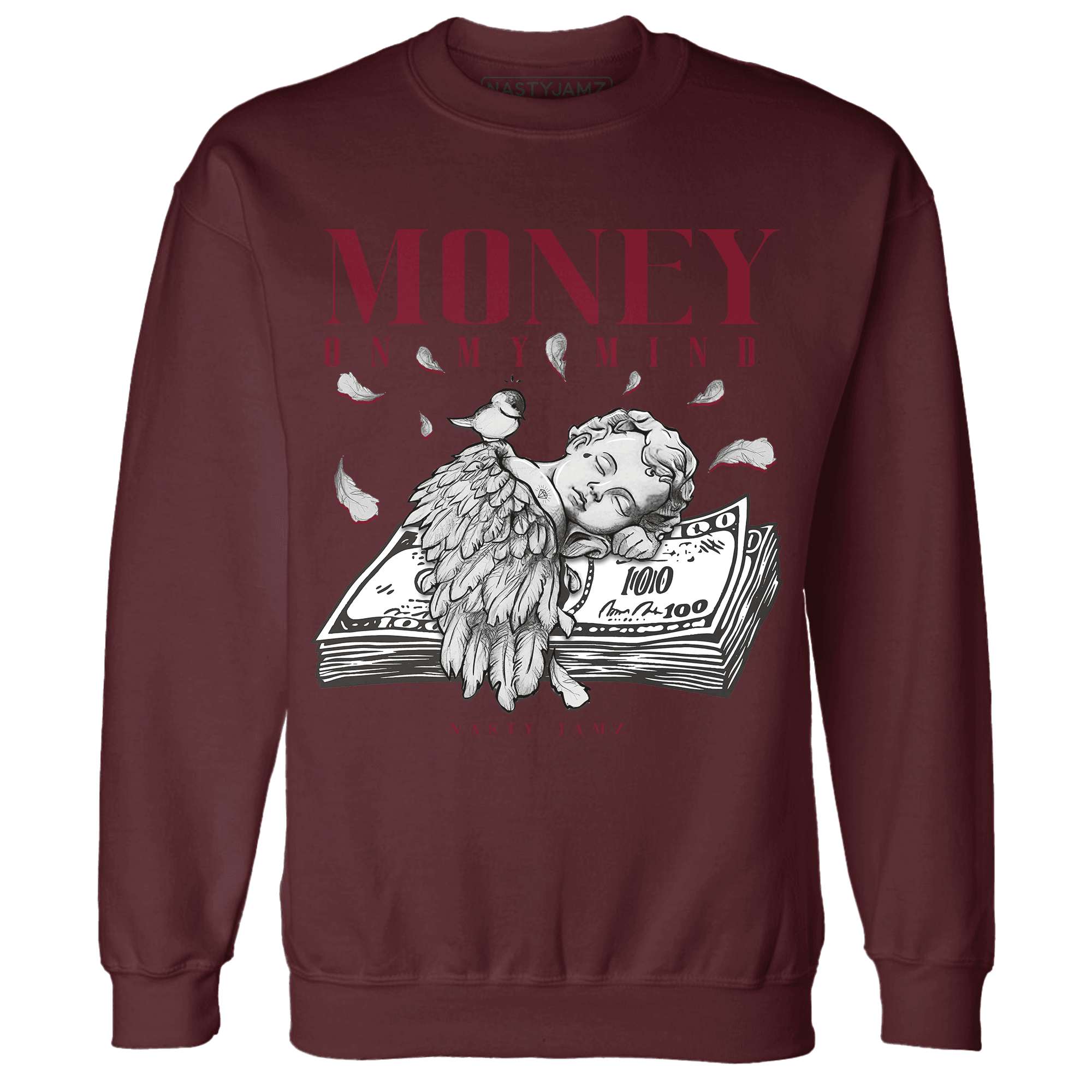 High White Team Red 1s Sweatshirt Match Money On My Mind Angel - NastyJamz